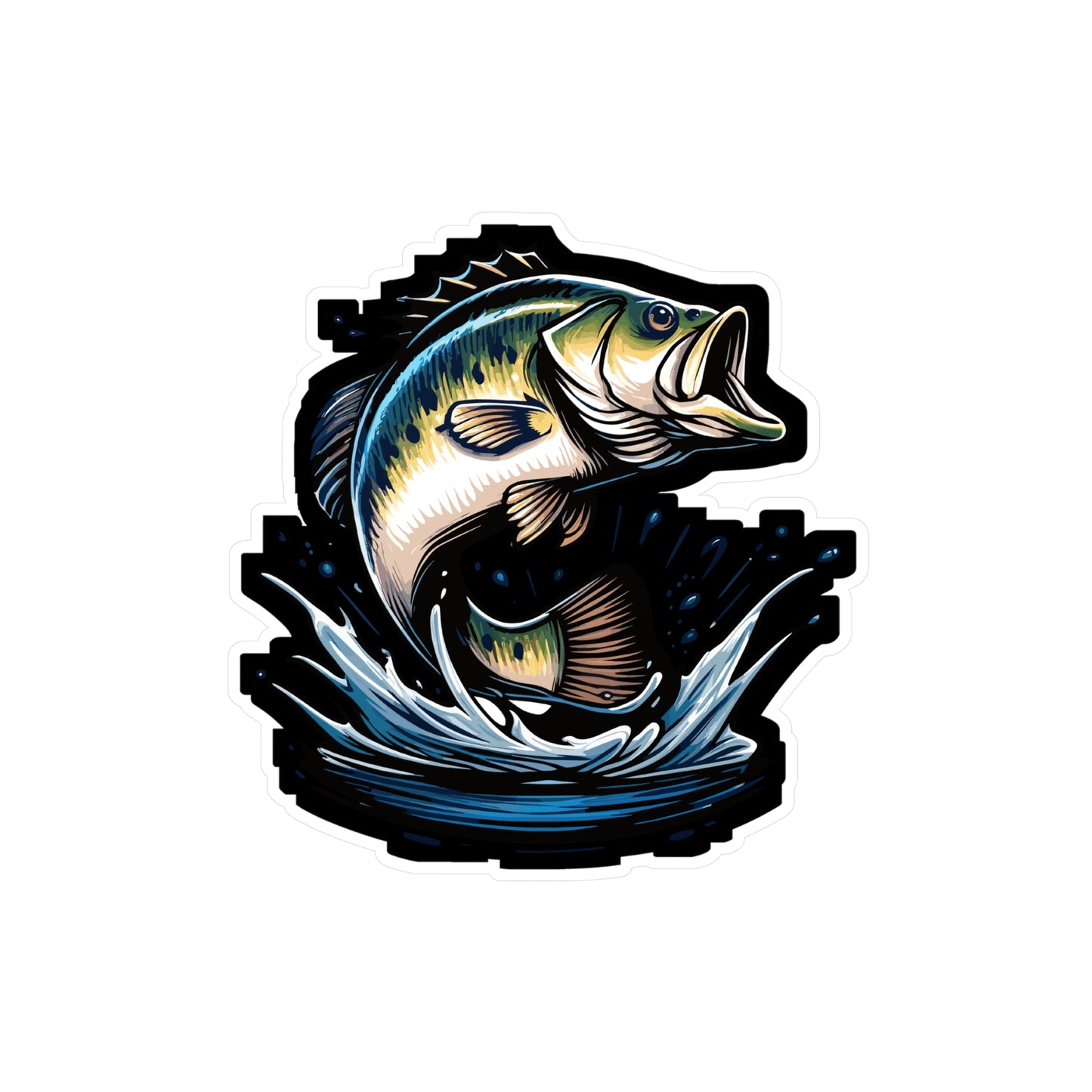 Jumping Bass Fish - Bass Sticker for Car Window Laptop Sticker. Water Bottle Sticker, Vinyl Fishing Decal, Aquatic Sticker - Bass Gift
