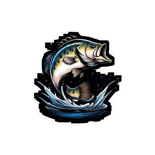 Jumping Bass Fish - Bass Sticker for Car Window Laptop Sticker. Water Bottle Sticker, Vinyl Fishing Decal, Aquatic Sticker - Bass Gift