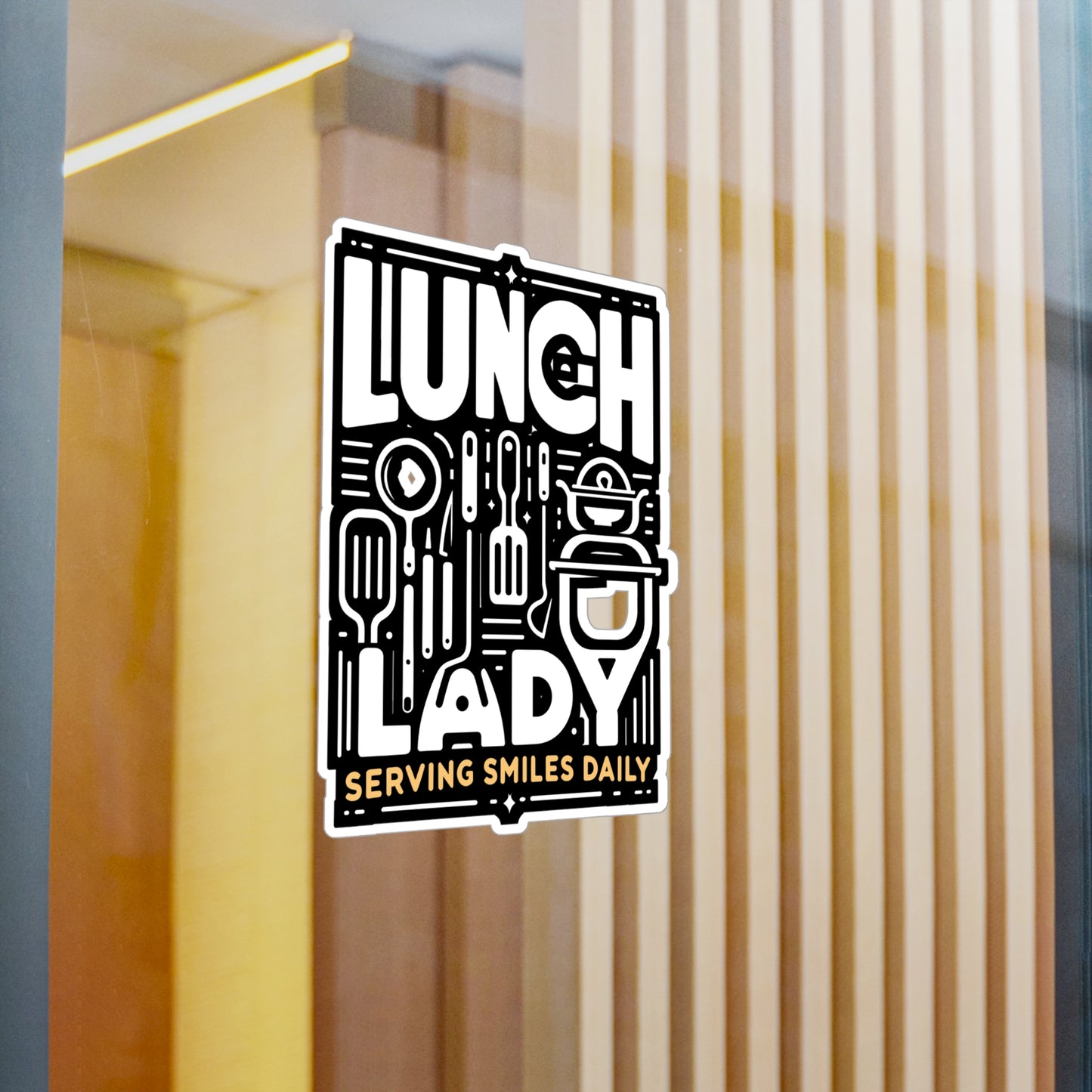 Lunch Lady Serving smiles daily  - Lunch lady Sticker for Laptop Sticker. Water Bottle Sticker, Vinyl Lunch Decal - Lunch lady Gift