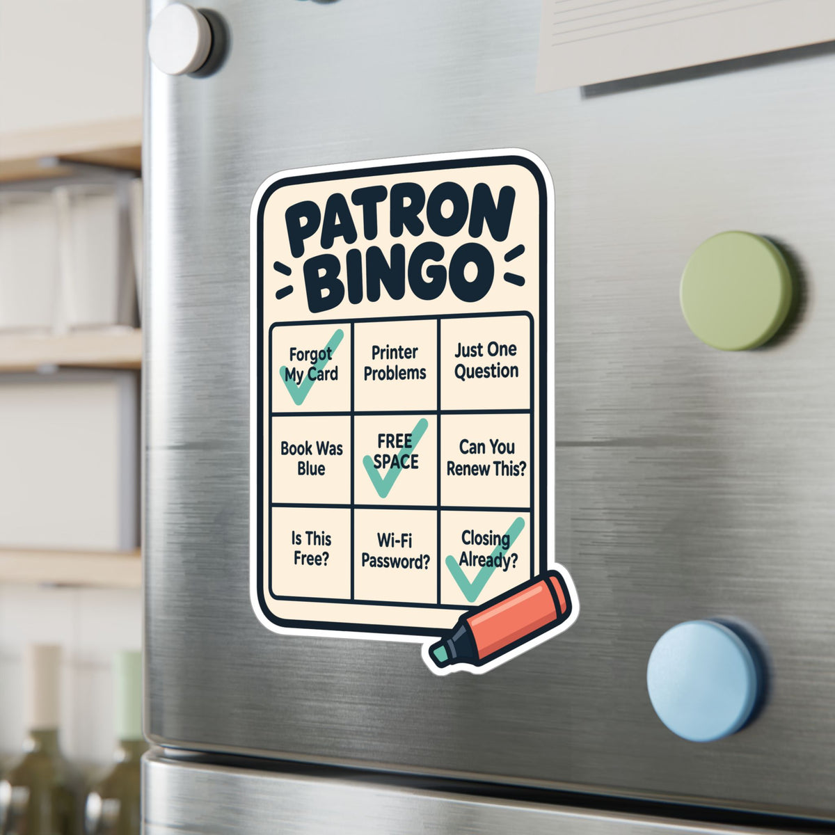 Librarian Sticker - Patron Bingo with a Fabulous Magical Unicorn, Decals for Laptop and Water Bottle