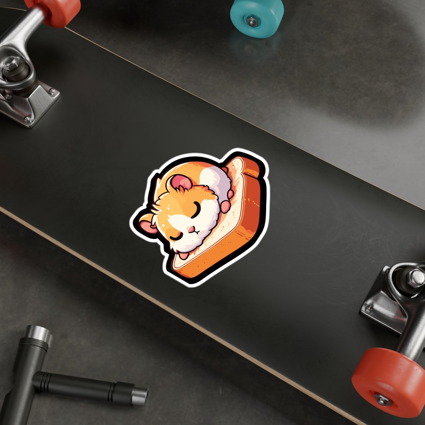Hamster Sleeping on Toast - Hamster Sticker for Laptop Sticker. Water Bottle Sticker, Vinyl Toast Decal - Hamster Gift