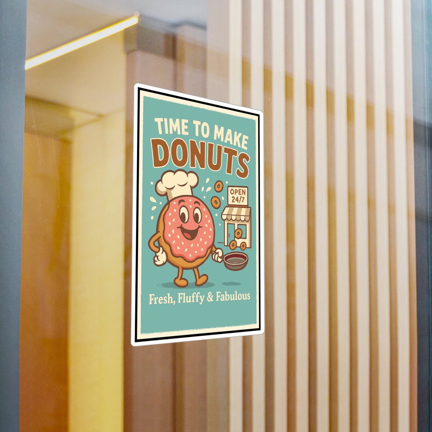 Time To Make Donuts - Donut Sticker for Laptop, Water Bottle - Gift for Donut Lovers, Office, Students, Cute Food Design