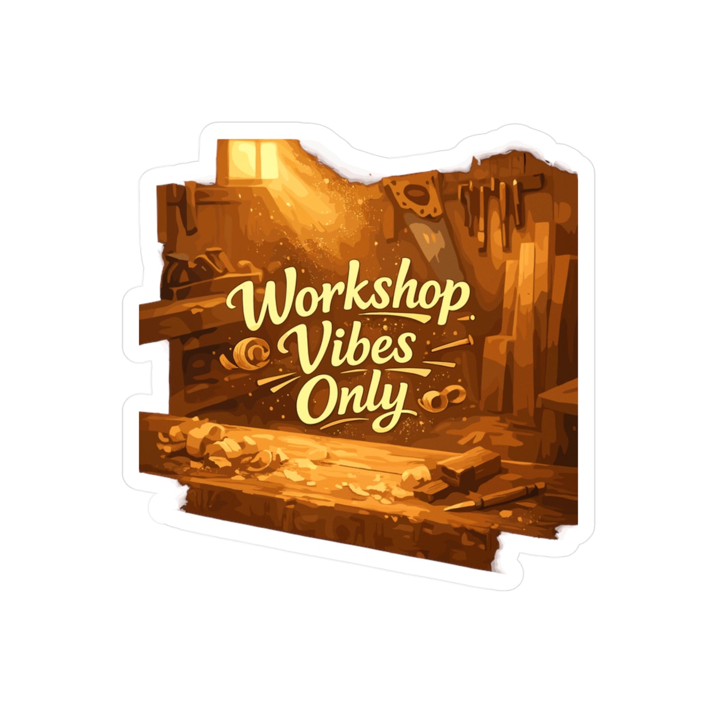Carpenter Sticker Workshop Vibes Only for Woodworker Woodworking Fans, Waterproof Vinyl Sticker Decals for Laptop Water Bottle