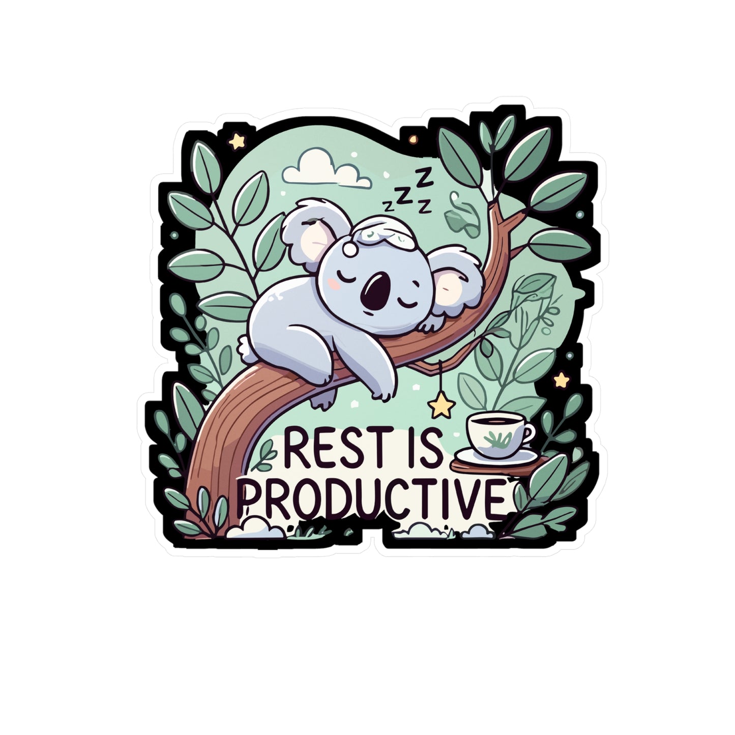 Rest is Productive - Self-care Sticker for Laptop Sticker. Water Bottle Sticker, Vinyl Relaxation art Decal - Self-care Gift