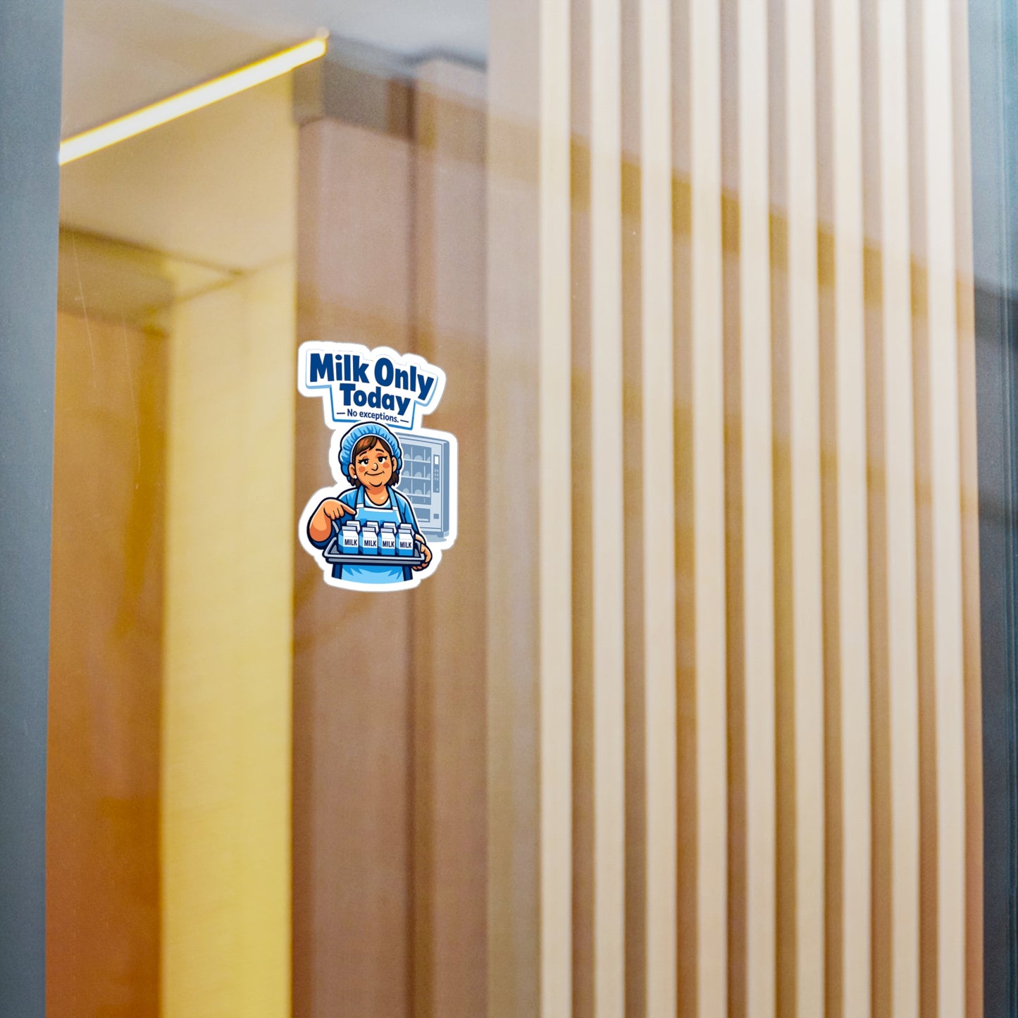 Lunch Lady Sticker "Milk Only Today" Funny School Canteen Design Waterproof Vinyl decals for Laptop, Water Bottle