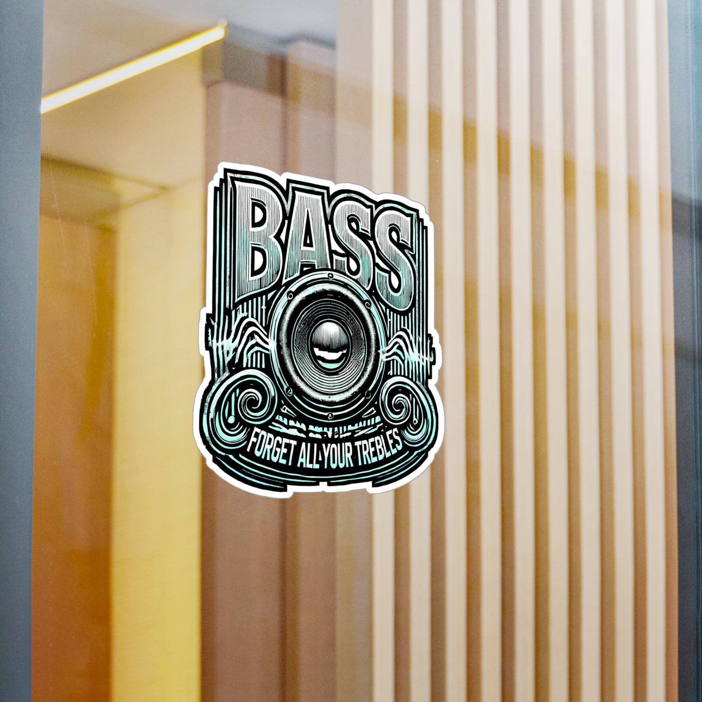 Bass Forget All Your Trebles – Vinyl Car Audio Decal for Laptop, Water Bottle & Car Stereo | Fun Gift for Music Lovers