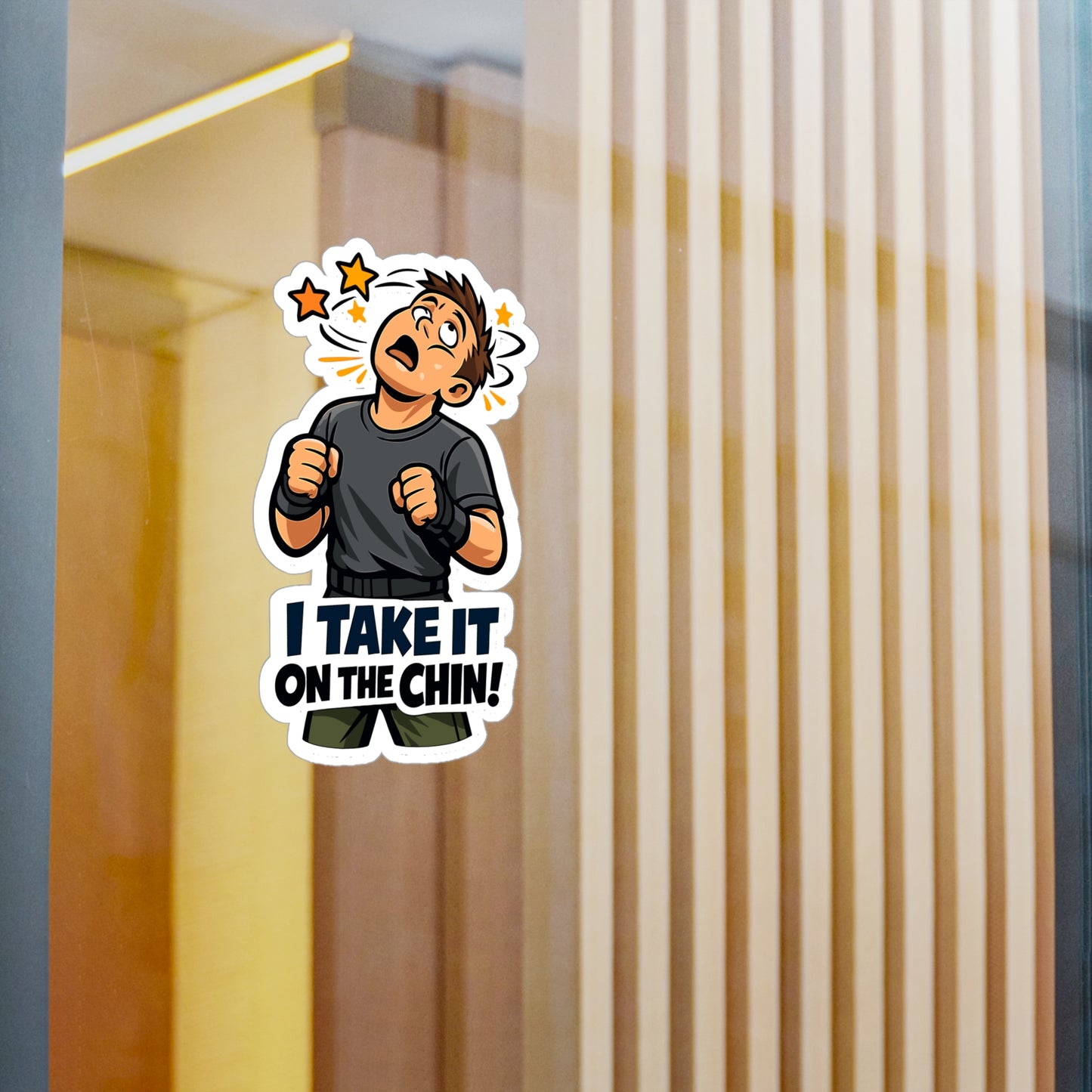 Krav Maga Sticker "I Take It on the Chin!" – Waterproof Vinyl decals for Laptop, Water Bottle, martial arts self defense fitness