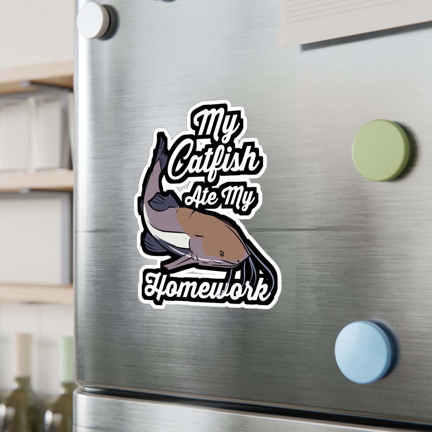 My Catfish Ate My Homework - Catfish Sticker for Laptop Sticker. Water Bottle Sticker, Vinyl Goonch Decal - Catfish Gift