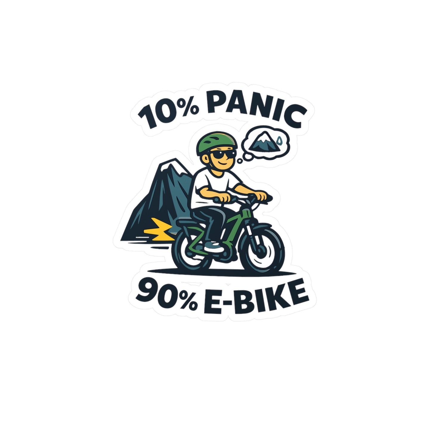 E-Bike Sticker 10% Panic Club Funny Electric Bike Decals Waterproof Vinyl for Laptop, Water Bottle, eCycling e Cyclist