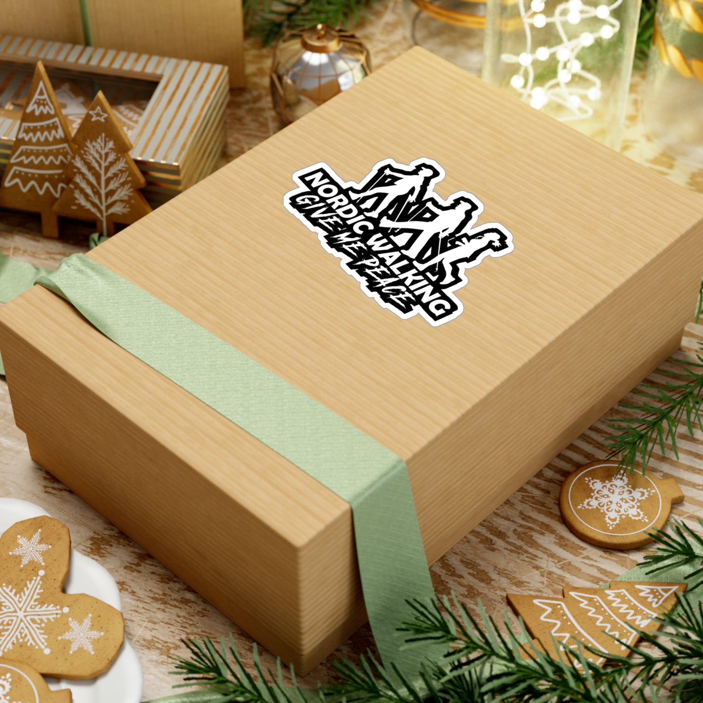 Nordic Walking Give Me Peace - Sports Sticker for Laptop Sticker. Water Bottle Sticker, Vinyl Nature Decal - Sports Gift