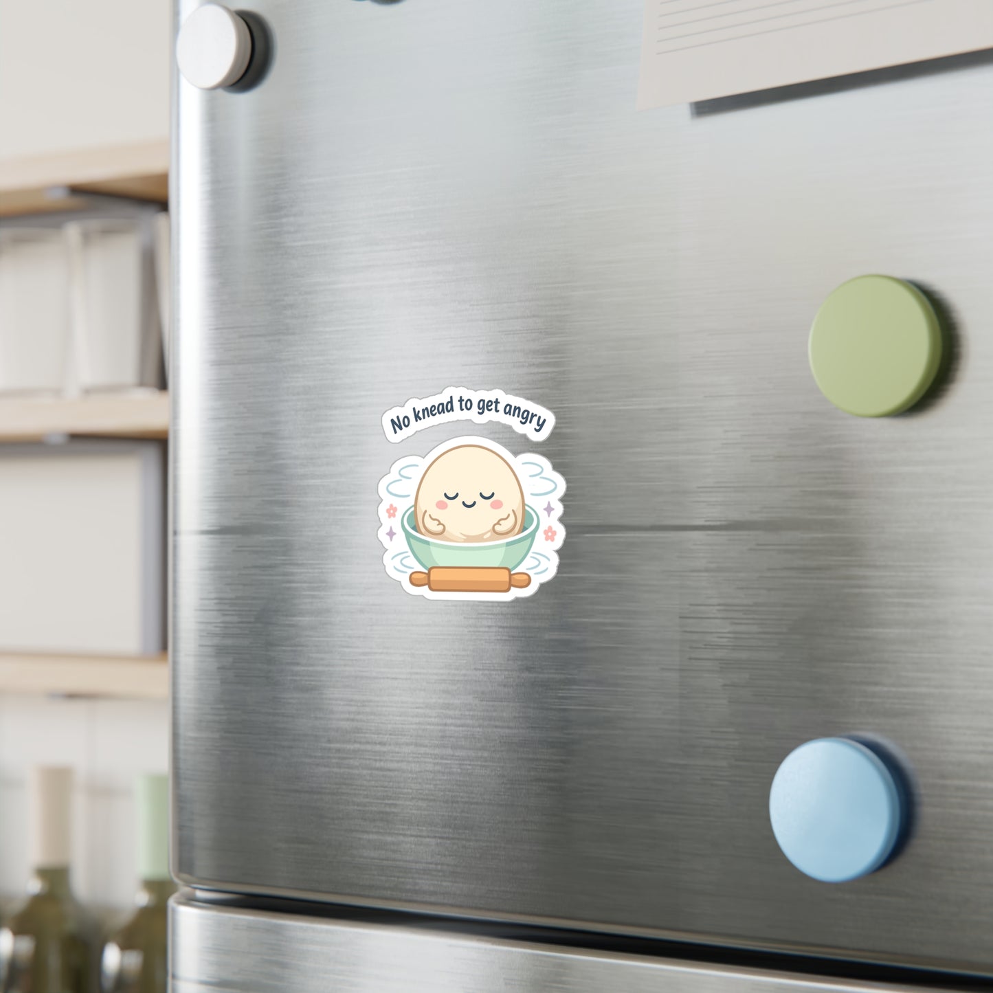 Baking Sticker 'No knead to get angry' funny sourdough baker soggy dough humor waterproof vinyl decals for Laptop Water Bottle