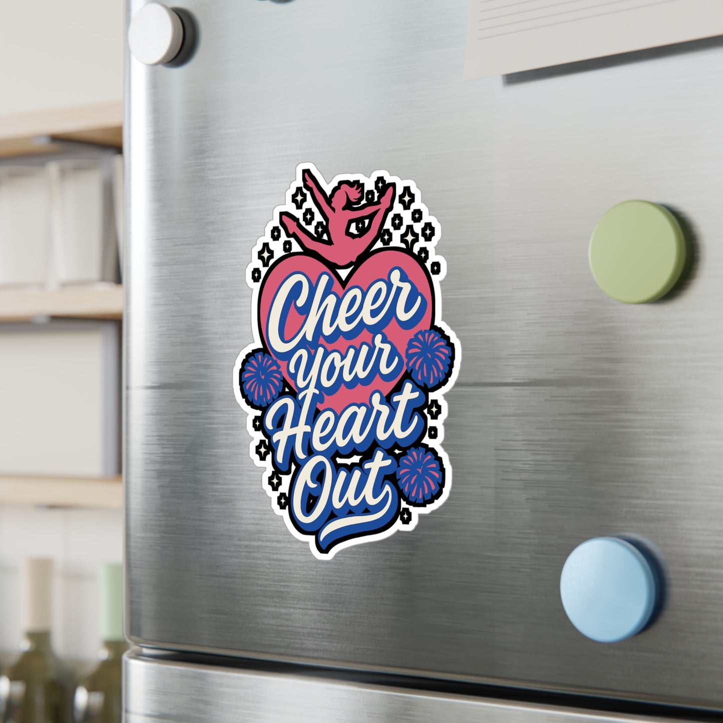 Cheer Your Heart Out – Cheerleader Sticker for Laptop, Water Bottle & Spirit Squad Gifts