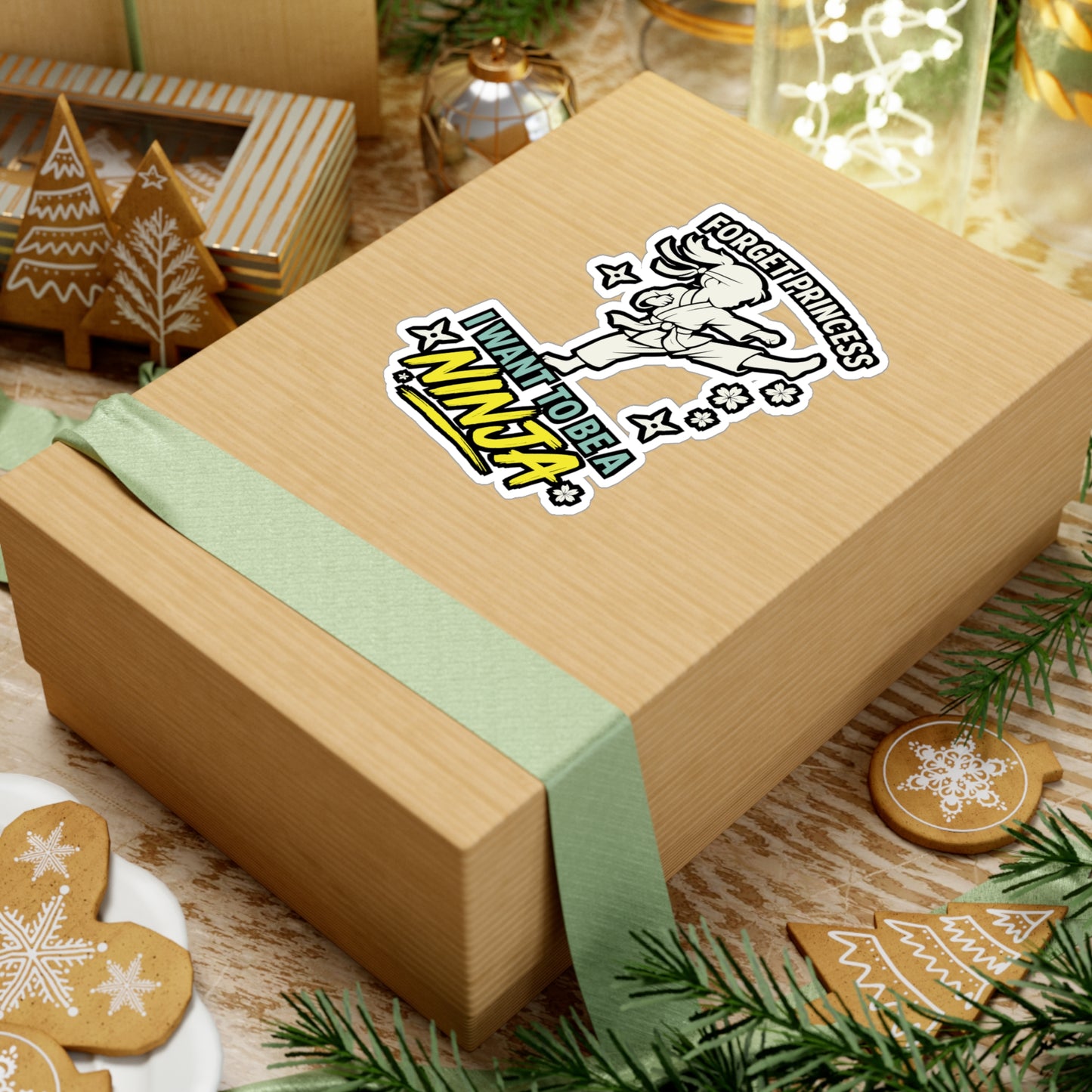 Forget Princess I Want To Be A Ninja - Karate Sticker for Laptop, Water Bottle - Kids Martial Arts Gift for Girls