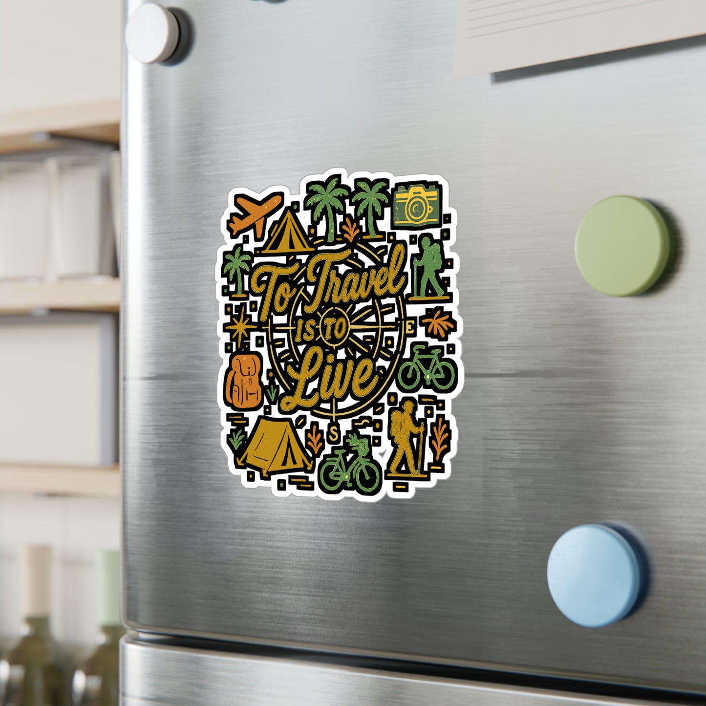 To Travel Is To Live - Travel Sticker for Laptop, Water Bottle, Suitcase - Gift for Adventure Lovers, Travelers