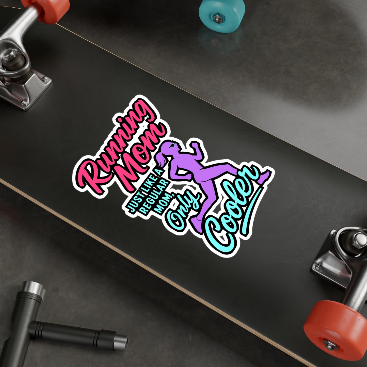 Running Mom – Just Like a Regular Mom Only Cooler | Vinyl Running Sticker for Laptop or Water Bottle | Marathon Gift for Runners