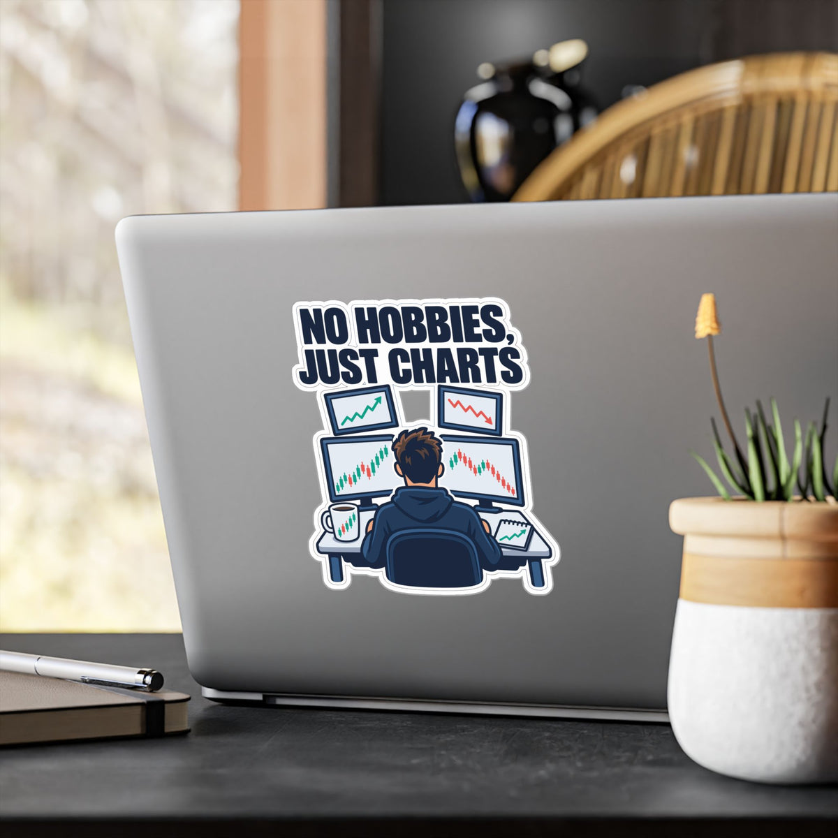 Day Trading Sticker - No Hobbies, Just Charts - Decals for the Stock Market and Forex Trader, Laptop or Water Bottle