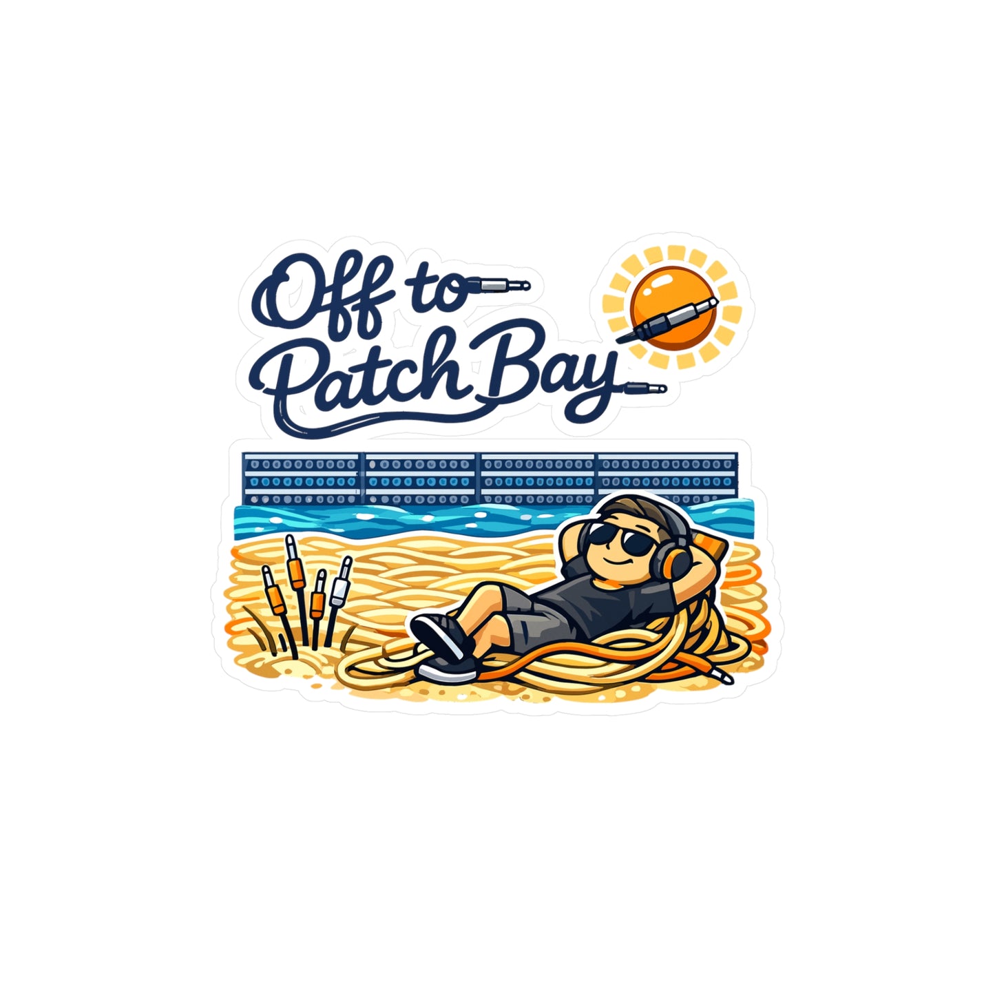 Audio Engineer Sticker Off to Patch Bay – Waterproof Vinyl decals for Laptop, Water Bottle