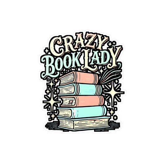 Crazy Book Lady – Vinyl Book Sticker for Car Window, Laptop, or Water Bottle | Reading Decal, Funny Librarian Gift