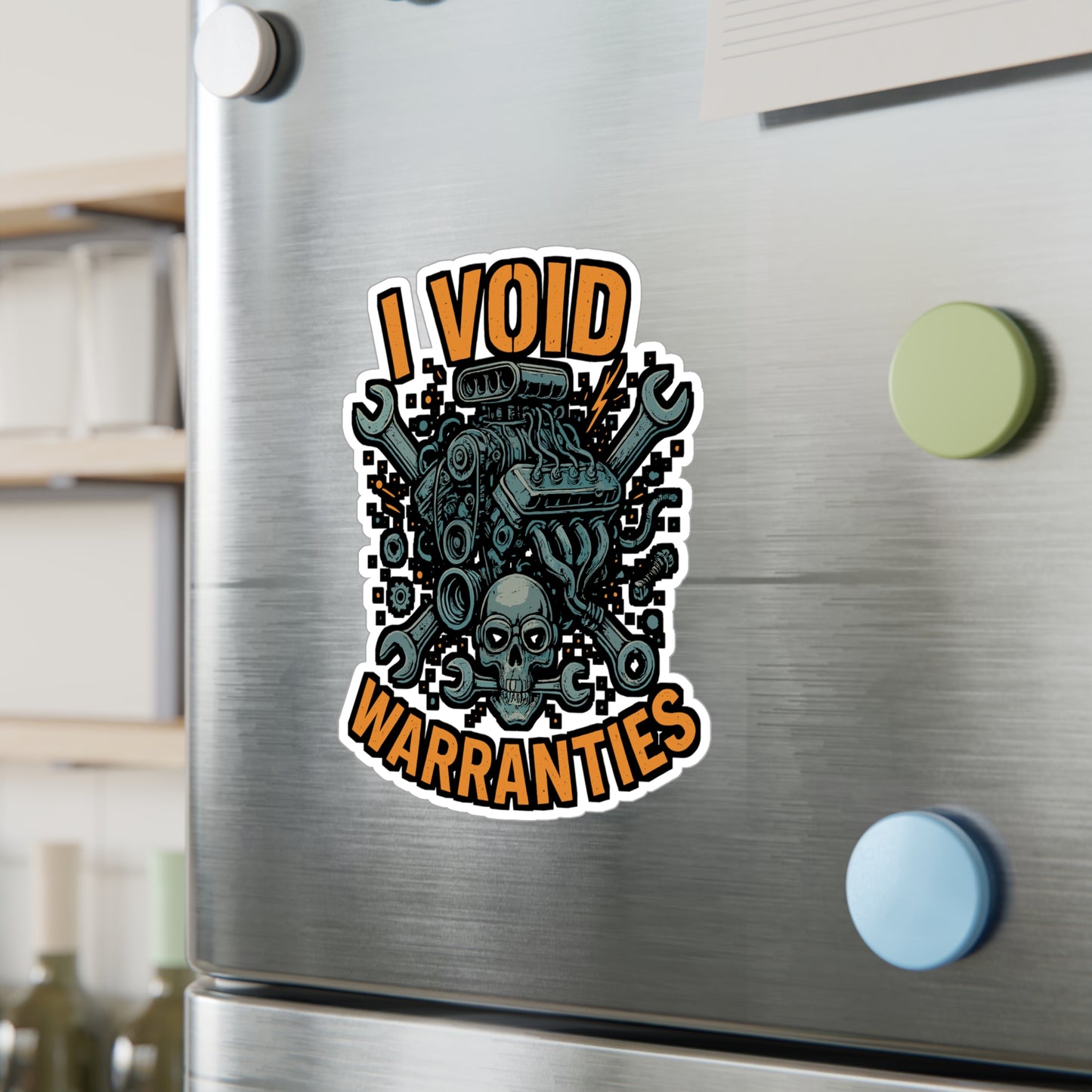 Mechanic Sticker - "I Void Warranties" Decals for Auto, Engine, Mechanical Tools, Waterproof Vinyl for Laptop or Toolbox