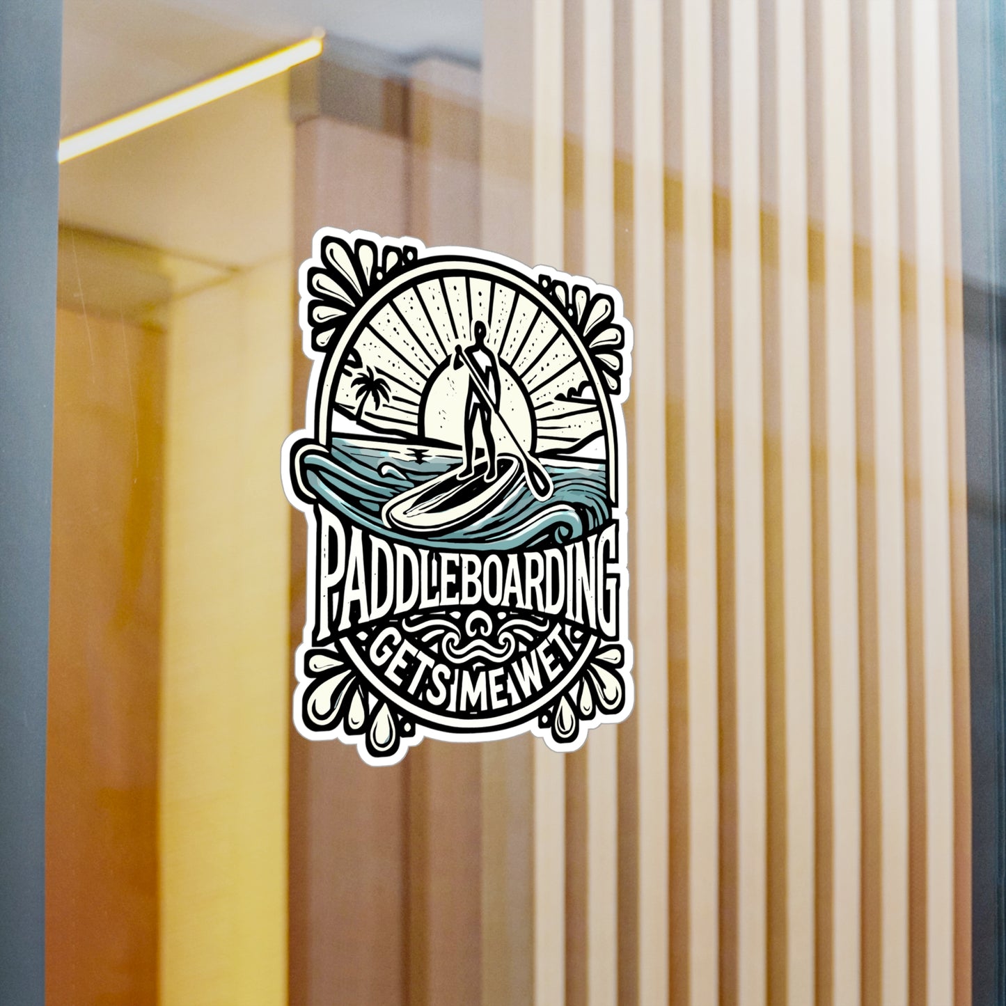 Paddleboarding Gets Me Wet – Funny Paddleboarding Sticker for Laptop or Water Bottle | Vinyl Surfer Decal Gift