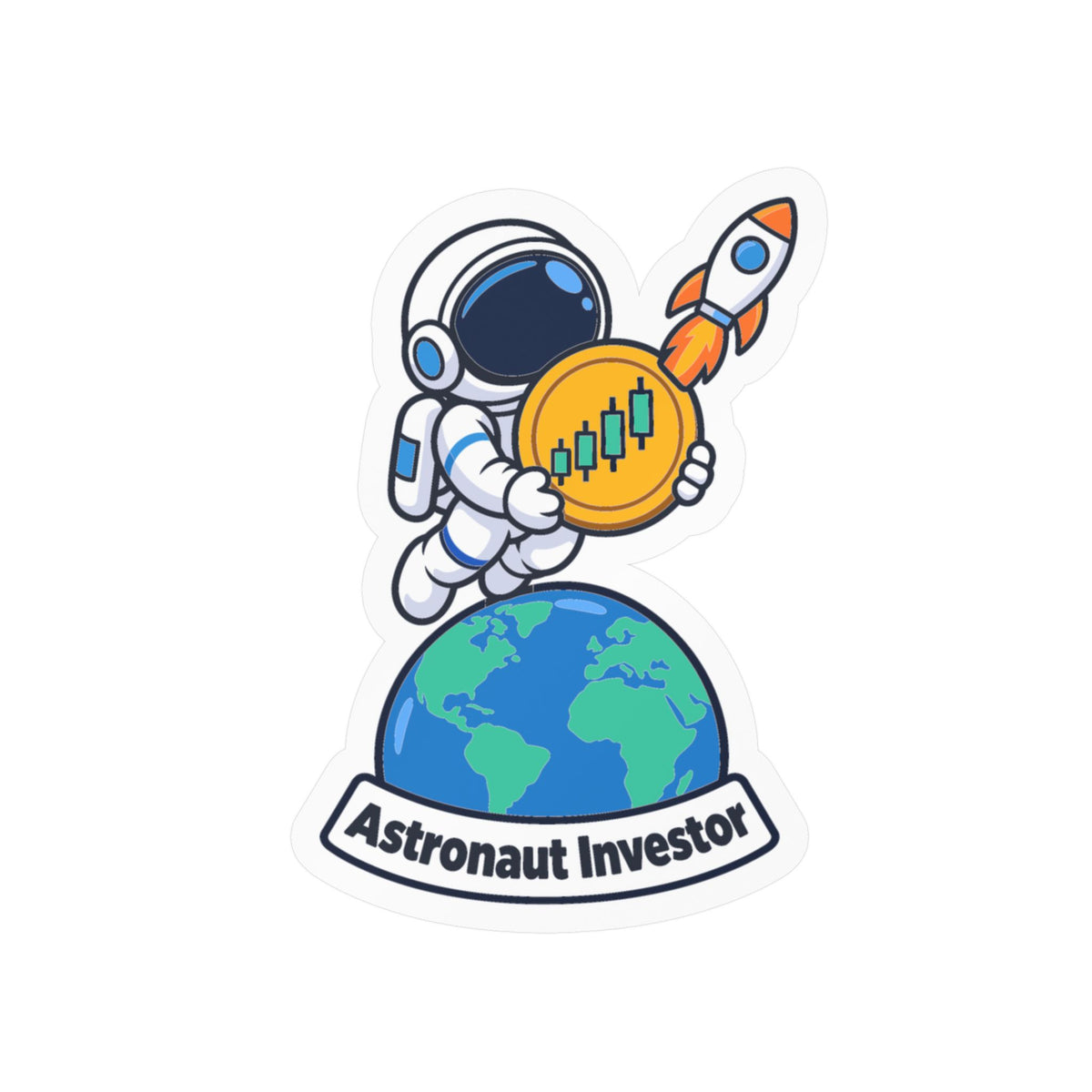 Day Trading Sticker - Astronaut Investor Design for Stock Market and Forex Traders, Laptop and Water Bottle Decals
