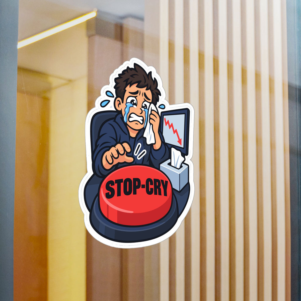 Day Trading Sticker – Stop-Cry Decals for the Stock Market and Forex Trader, for Laptop or Water Bottle