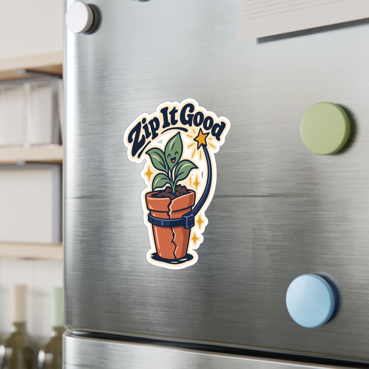 Upcycling Sticker - Zip It Good Recycling Art for Sustainability Fans, Decals for Laptop and Water Bottle