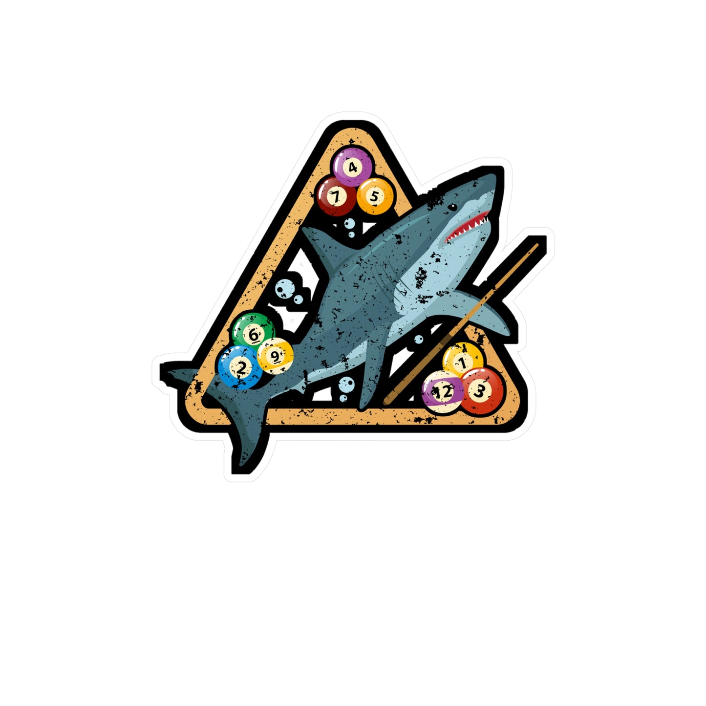 Shark Playing Billiards - Billiards Sticker for Laptop Sticker. Water Bottle Sticker, Vinyl Pool Decal - Billiards Gift