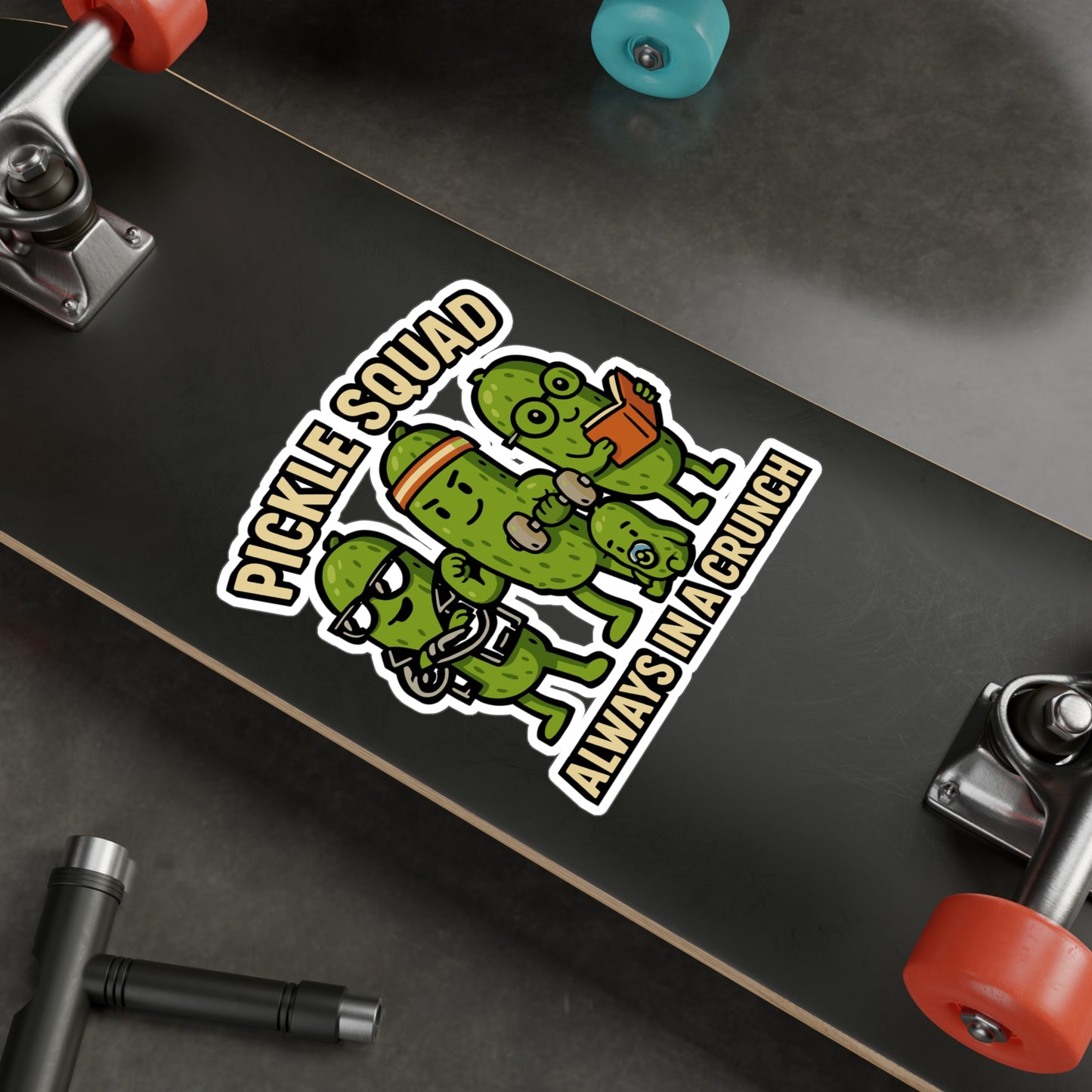 Pickle Squad – Always in a Crunch | Funny Pickle Sticker for Laptop or Water Bottle | Vinyl Cucumber Decal, Unique Food Gift
