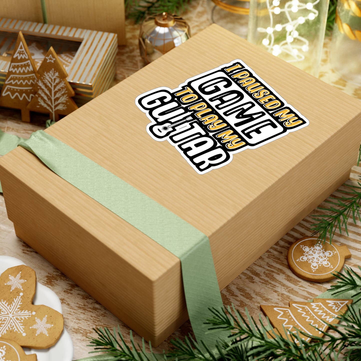 I Paused My Game To Play My Guitar | Guitar Sticker | Music Decals | Acoustic Laptop Sticker | Guitar Gift | Music Gift