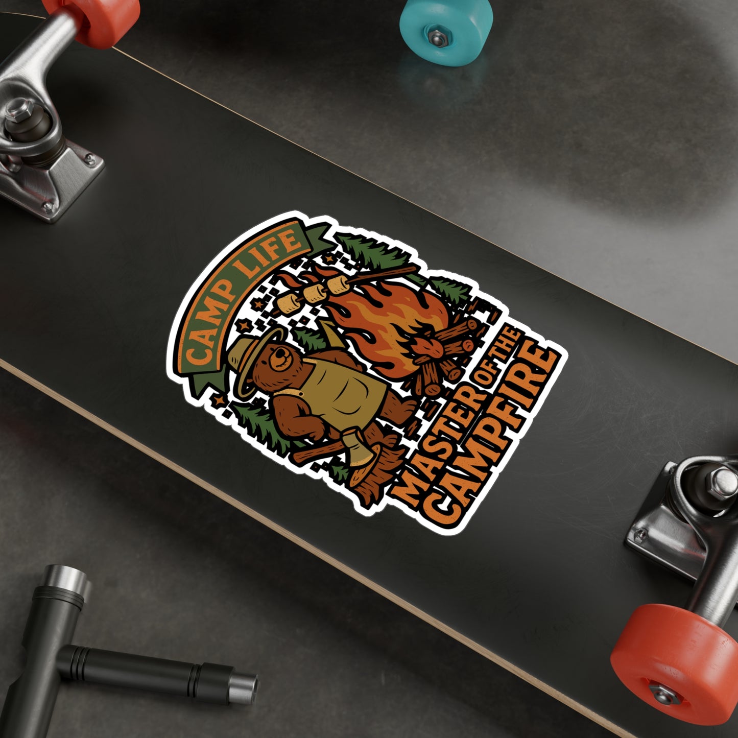 Camp Life Master Of The Campfire – Camping Sticker for Laptop, Water Bottle & Gear | Vinyl Campfire Decal, Outdoor Adventure Gift