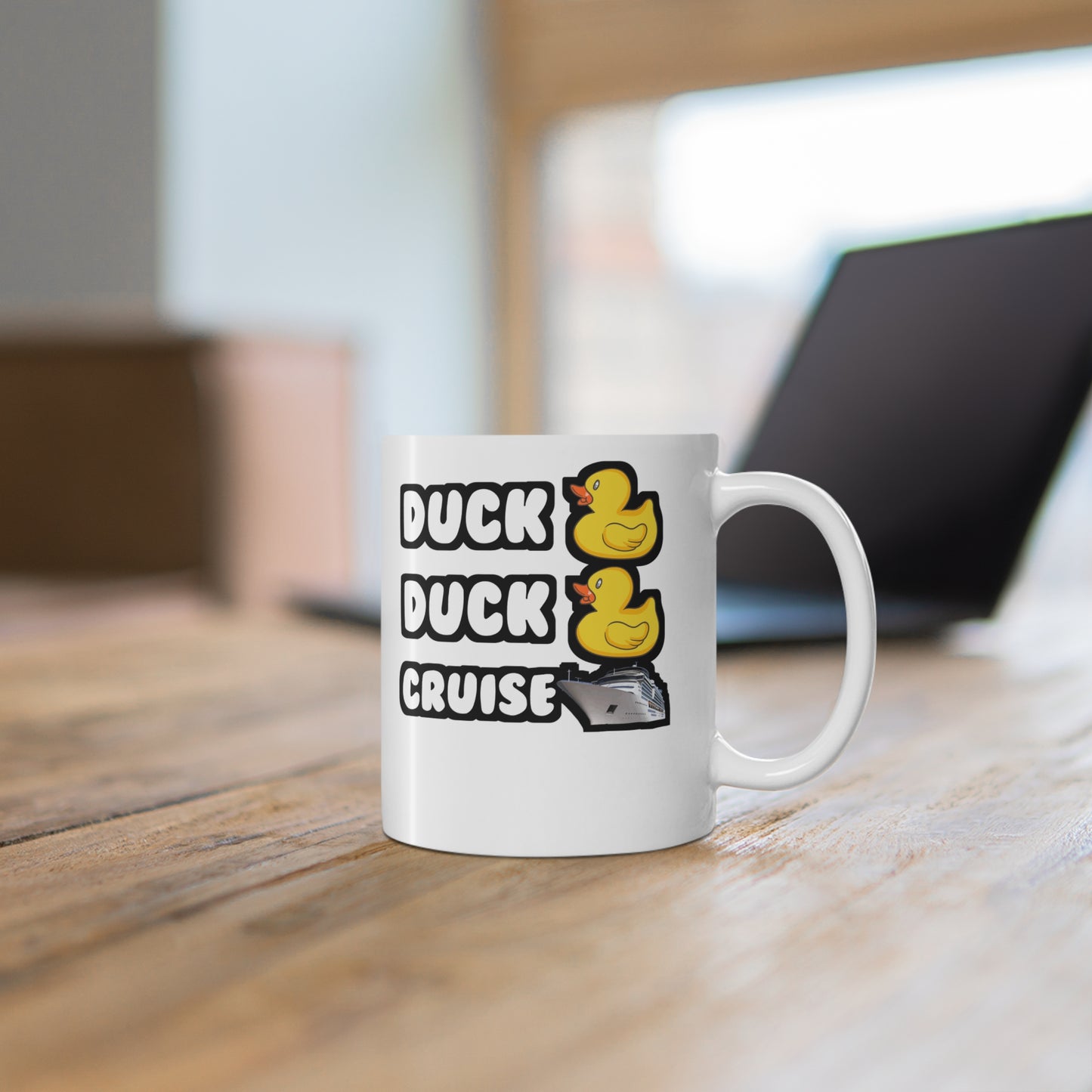 Duck Duck Cruise - Cruising Mug for Coffee 11oz. Cruising Cup, White ceramic, Cruise-ship Mug, Holidays Tea Cup - Cruising Gift