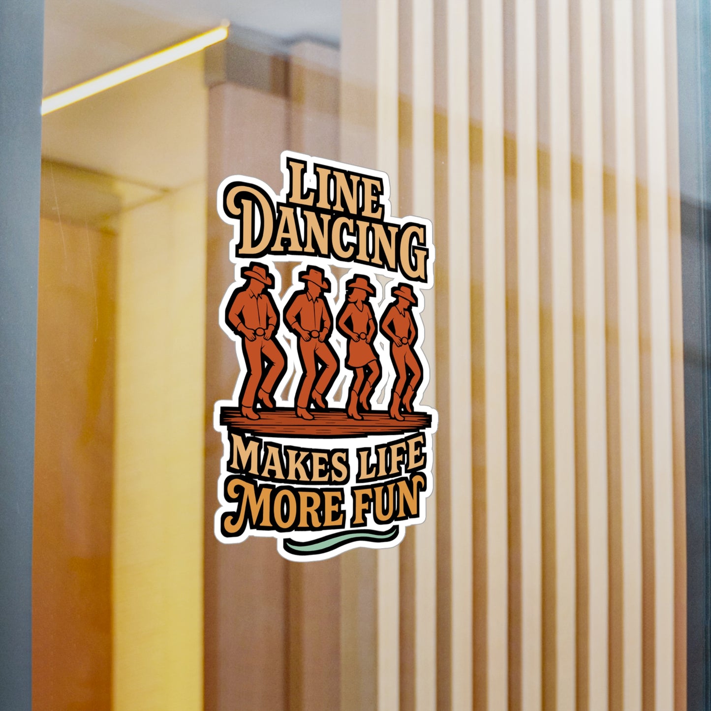Line Dancing Makes Life More Fun – Line Dance Sticker for Laptop, Water Bottle, Vinyl Dancer Decal | Dance Gift