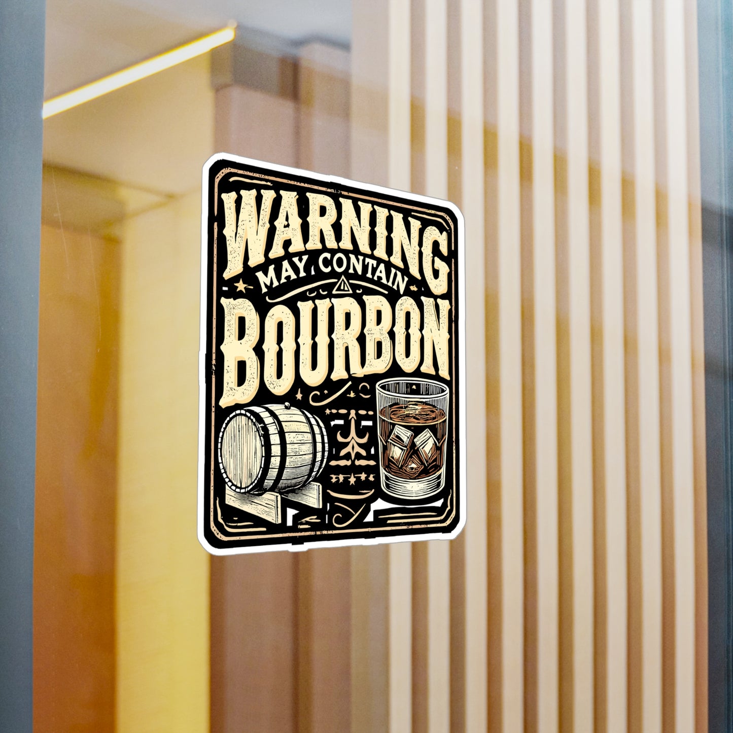 Warning May Contain Bourbon - Bourbon Sticker for Laptop Sticker. Water Bottle Sticker, Vinyl Whiskey Decal - Bourbon Gift