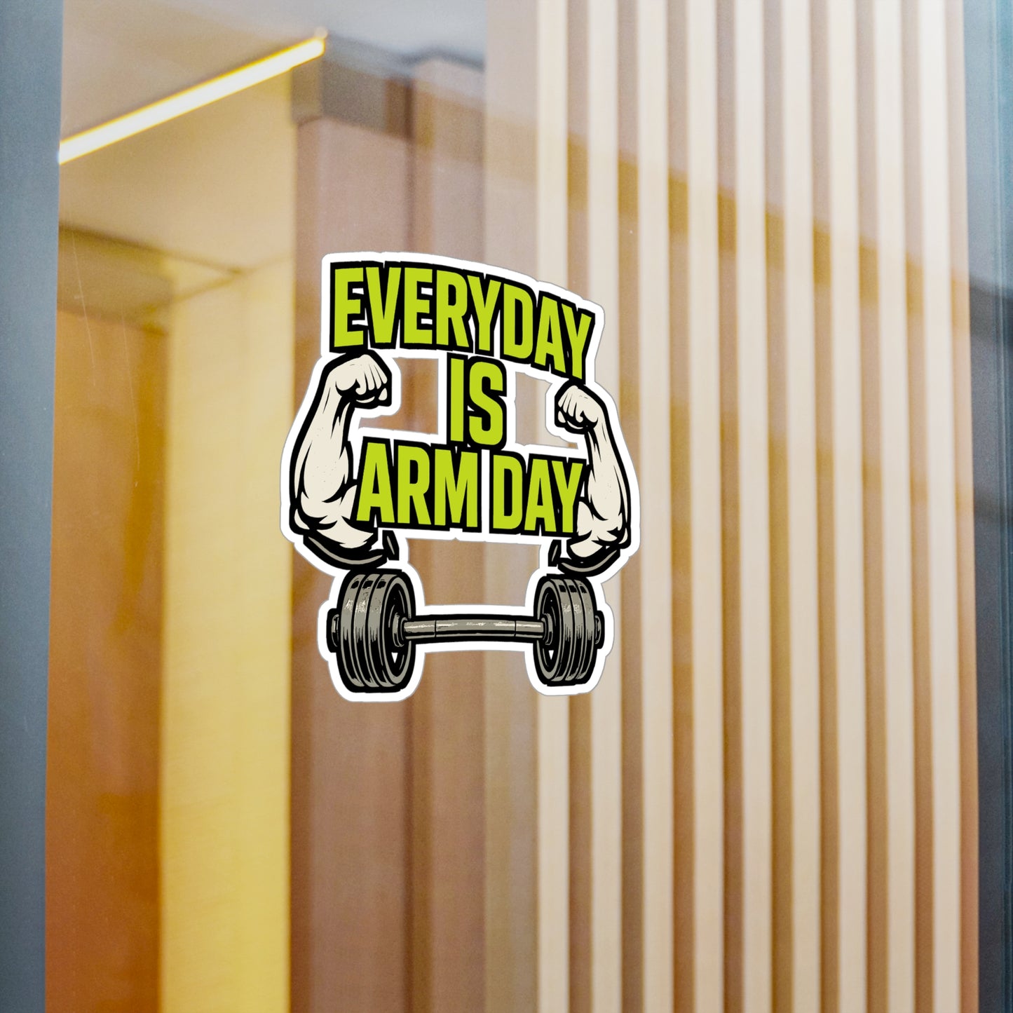Weightlifting Sticker – "Everyday Is Arm Day" Decals for Muscles, Abs, Calories – Waterproof Vinyl for Laptop, Water Bottle