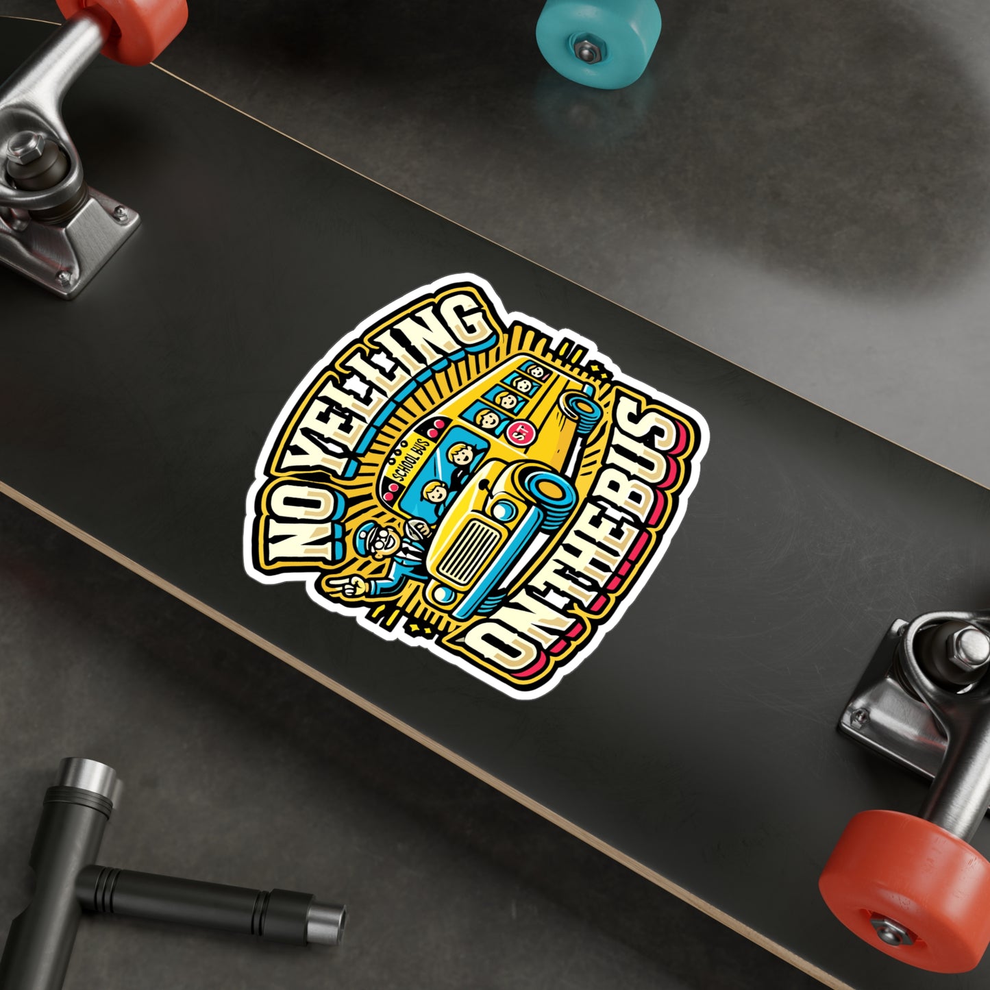 No Yelling On The Bus – Funny School Bus Sticker for Laptop or Water Bottle | Vinyl Decal Gift for Drivers & Teachers