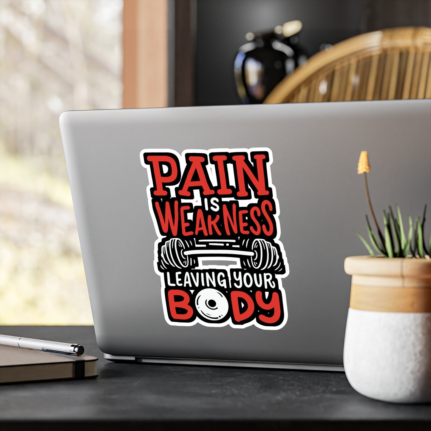 Pain Is Weakness Leaving Your Body - Workout Sticker for Laptop Sticker. Water Bottle Sticker, Vinyl Pain Decal - Workout Gift