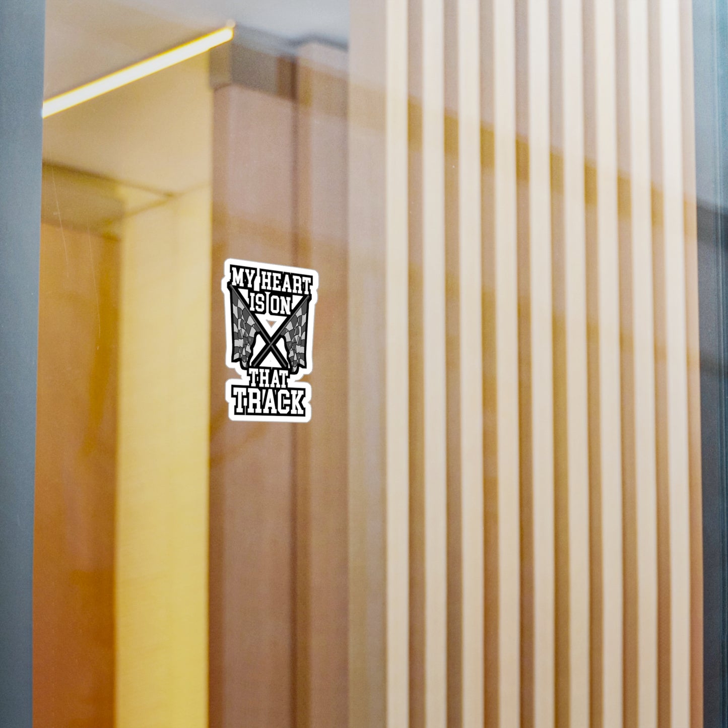 My Heart Is On That Track - Cone Sticker for Laptop Sticker. Water Bottle Sticker, Vinyl Car-racing Decal - Cone Gift