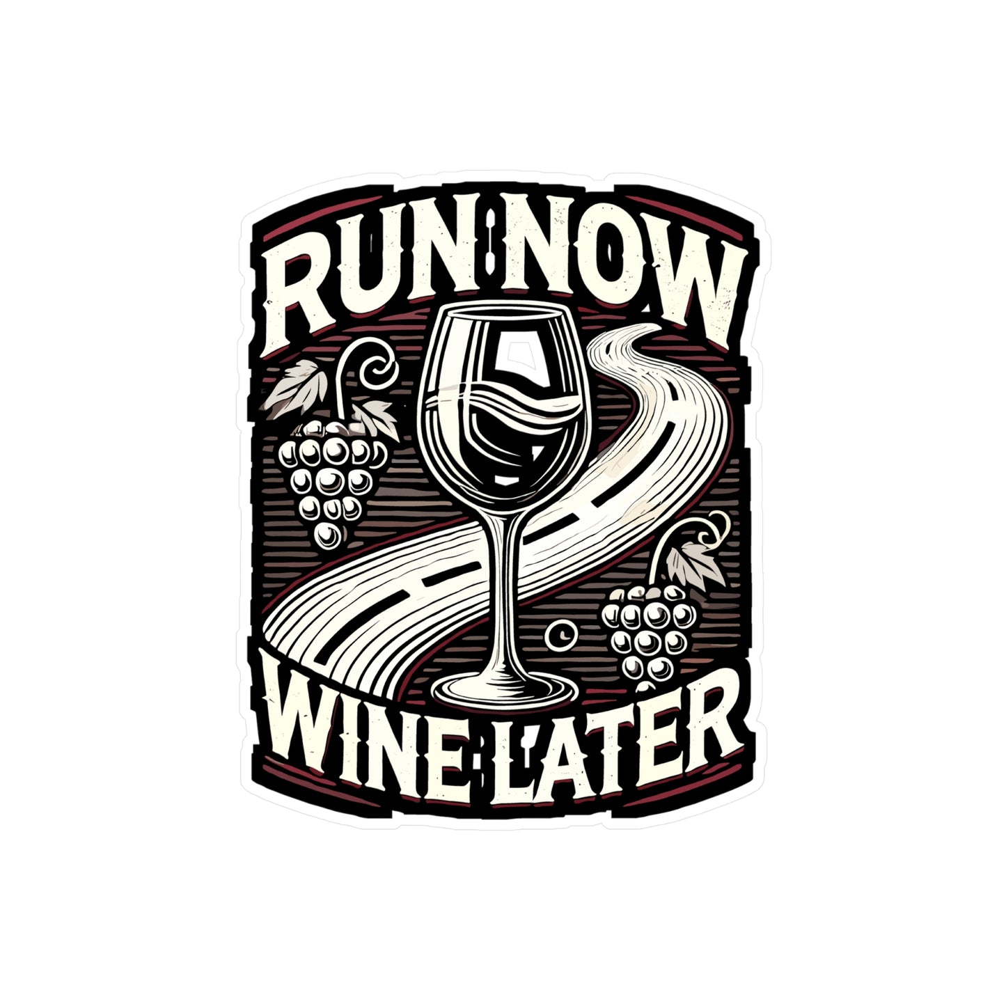 Run Now Wine Later - Running Sticker for Car Window Laptop Sticker. Water Bottle Sticker, Vinyl Wine Decal, Fitness Sticker - Running Gift