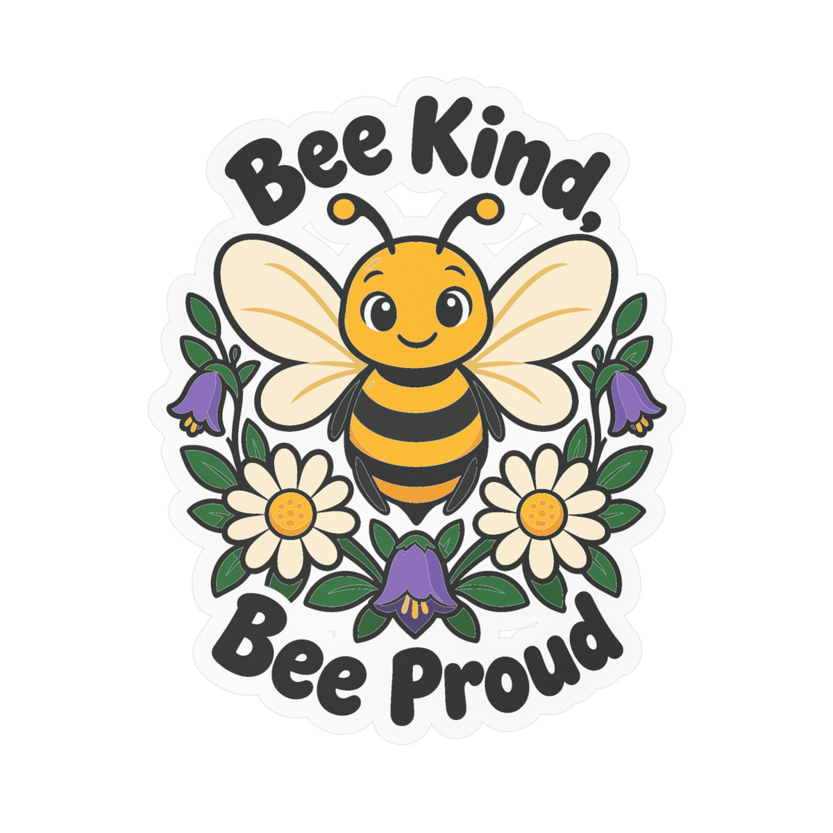 Plants Sticker - Bee Kind, Bee Proud Dandelion Design Inspired by Nature and Friendship, Decals for Laptop and Water Bottle