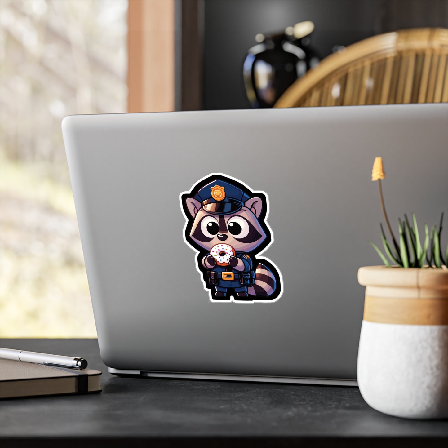 Police Raccoon - Police Sticker for Car Window Laptop Sticker. Water Bottle Sticker, Vinyl Donut Decal, Resist Sticker - Police Gift