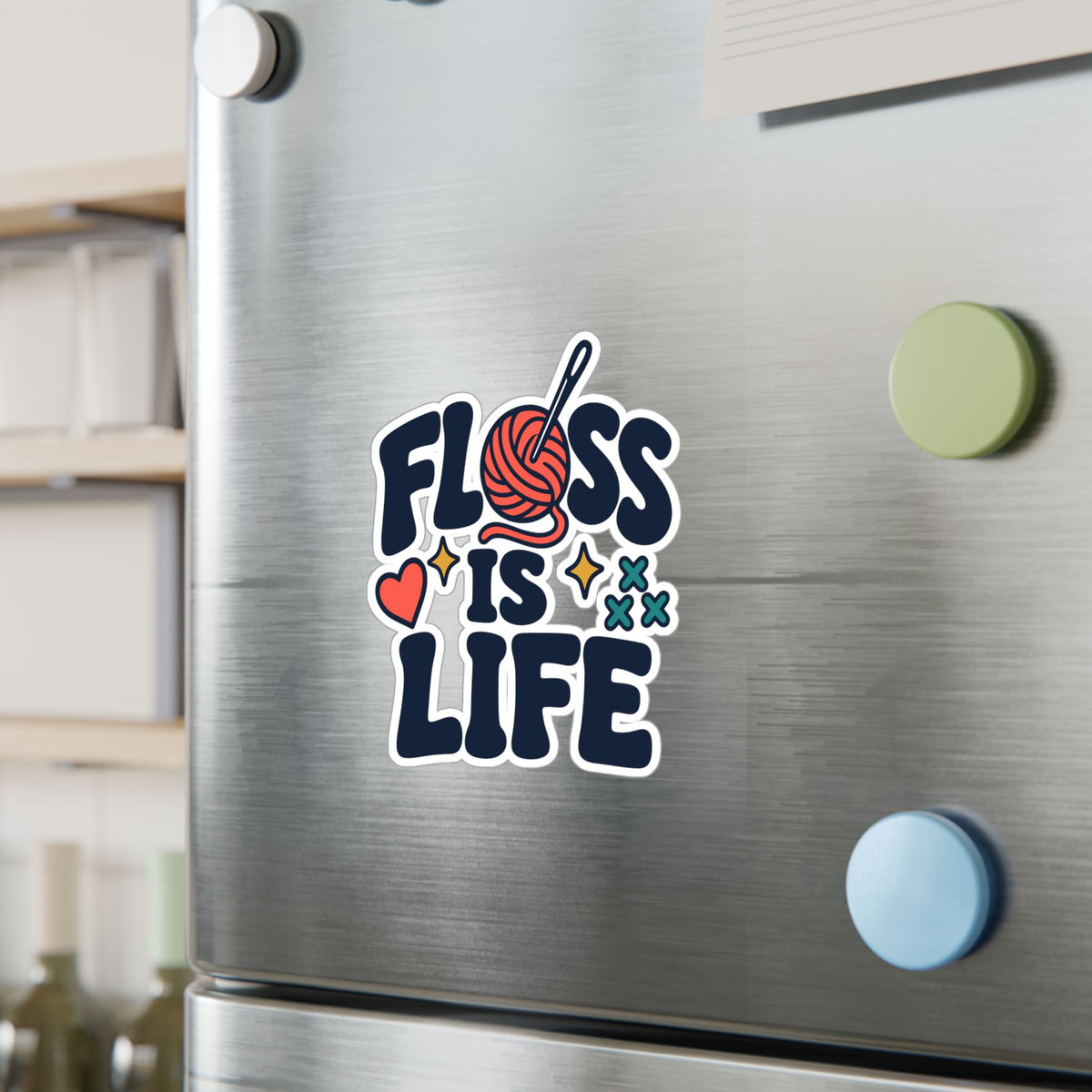 Embroidery Sticker - Floss is Life Decals for Needlework and Stitching Fans - Crafting Decor for Laptops & Water Bottles