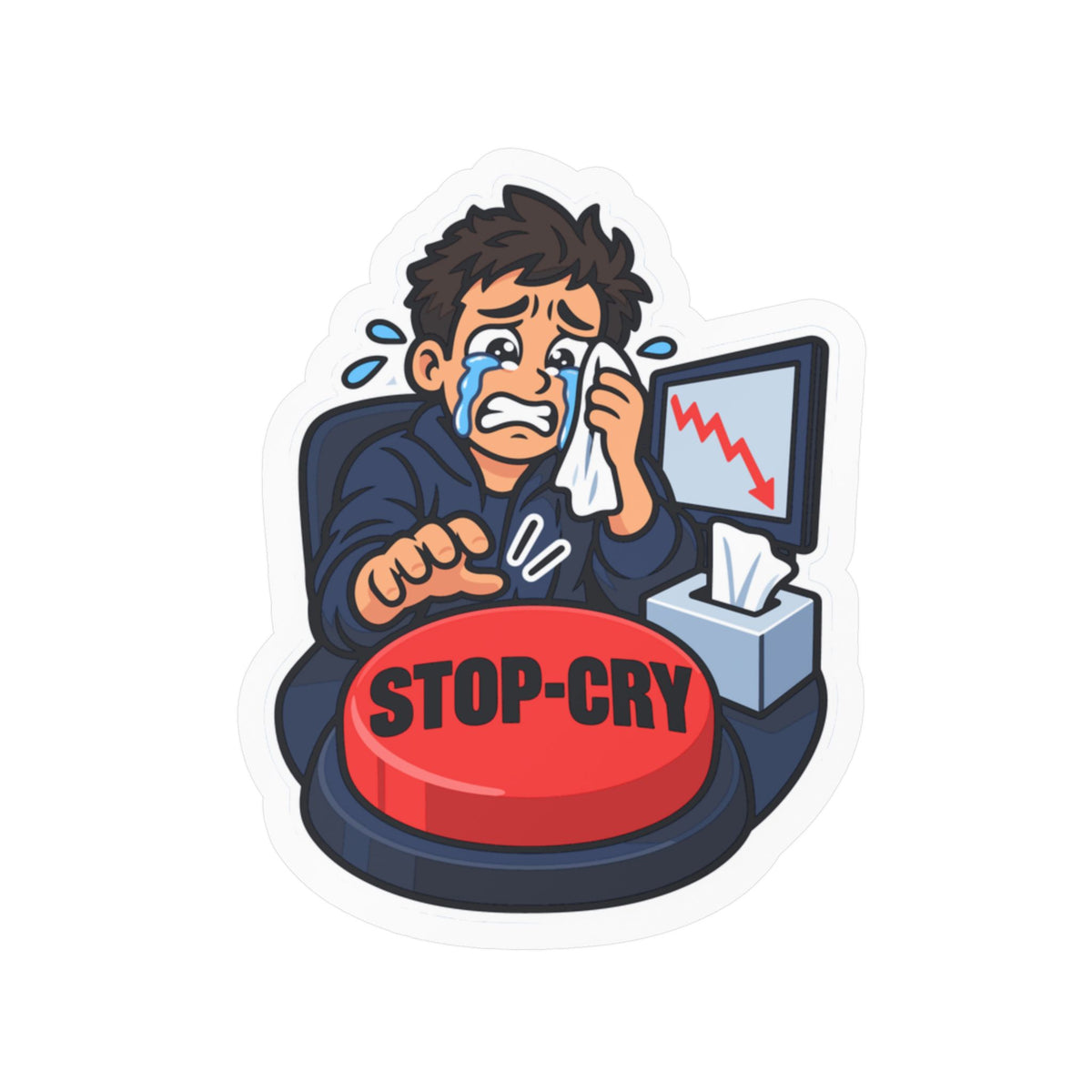 Day Trading Sticker – Stop-Cry Decals for the Stock Market and Forex Trader, for Laptop or Water Bottle
