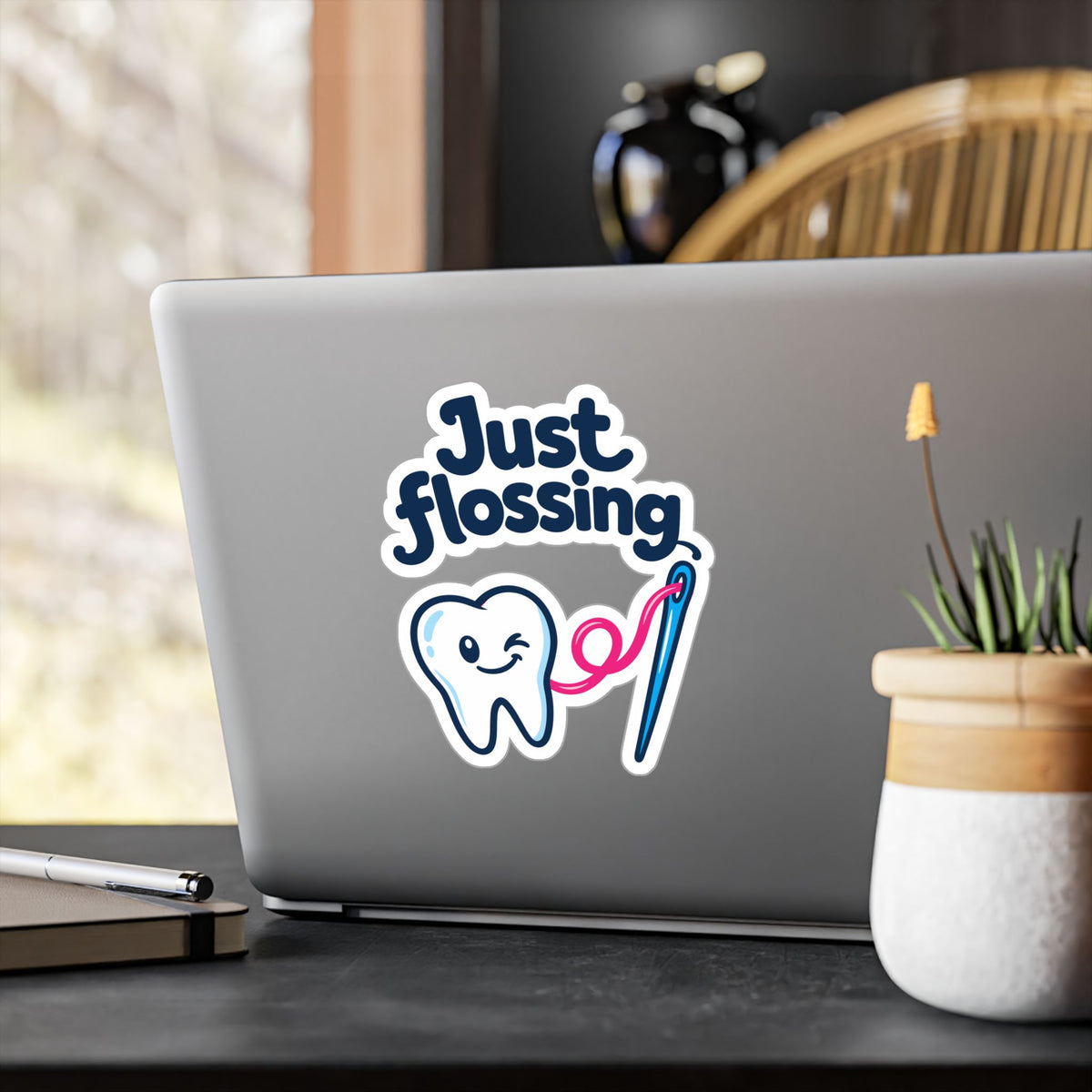 Embroidery Sticker – Just Flossing Needlework Design for Stitching and Crafting Fans, Laptop and Water Bottle decals