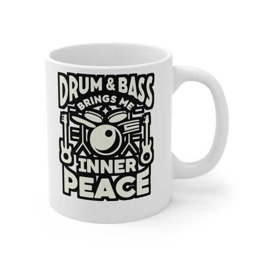 Drum and Bass Brings Me Inner Peace - Audio-engineer Mug for Coffee 11oz. Audio-engineer Cup, White ceramic, Monitor Mug - Audio-engineer Gift