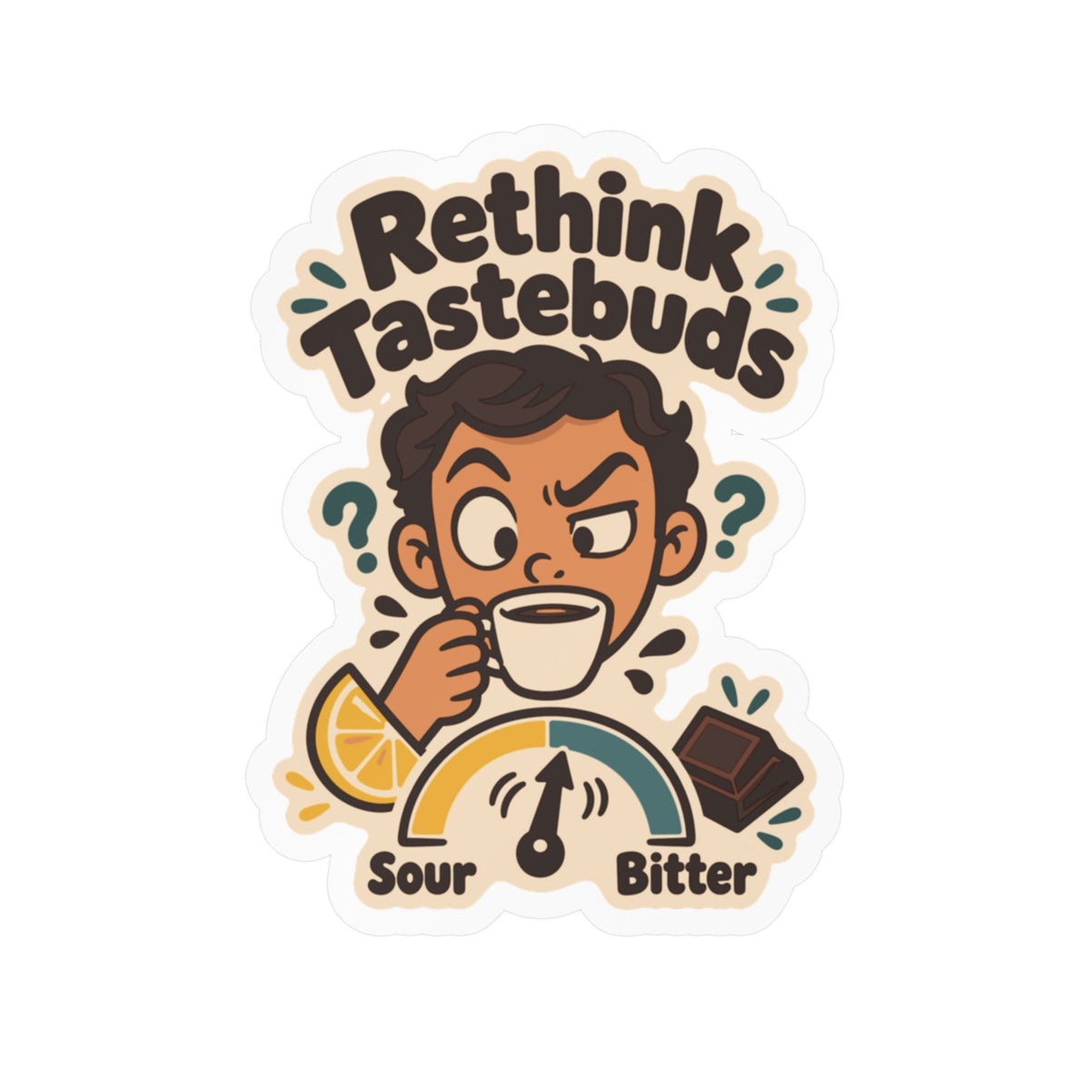 Espresso Sticker "Rethink Tastebuds" – Coffee Lover Decals for Your Grinder or Digital Scale