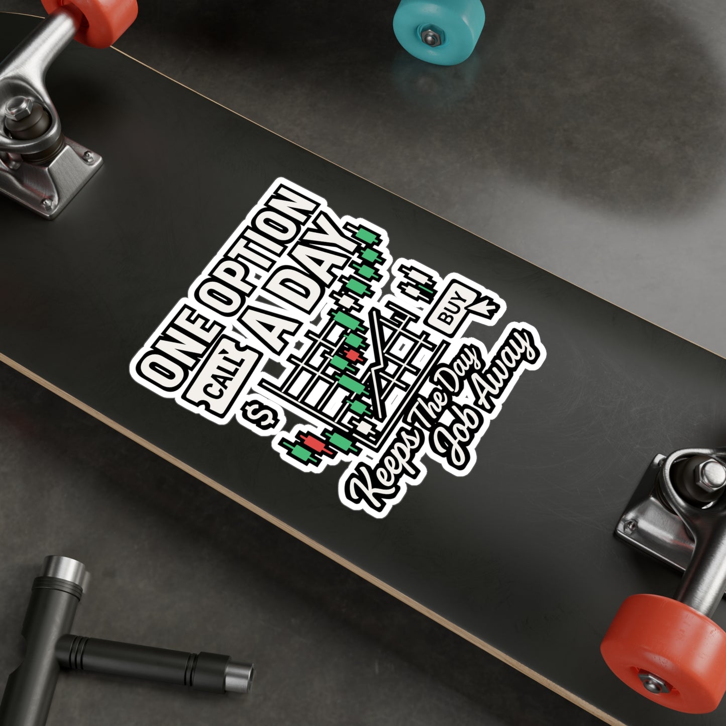 One Option a Day Keeps the Day Job Away – Forex Sticker for Laptop or Water Bottle | Trading Vinyl Decal, Funny Investor Gift