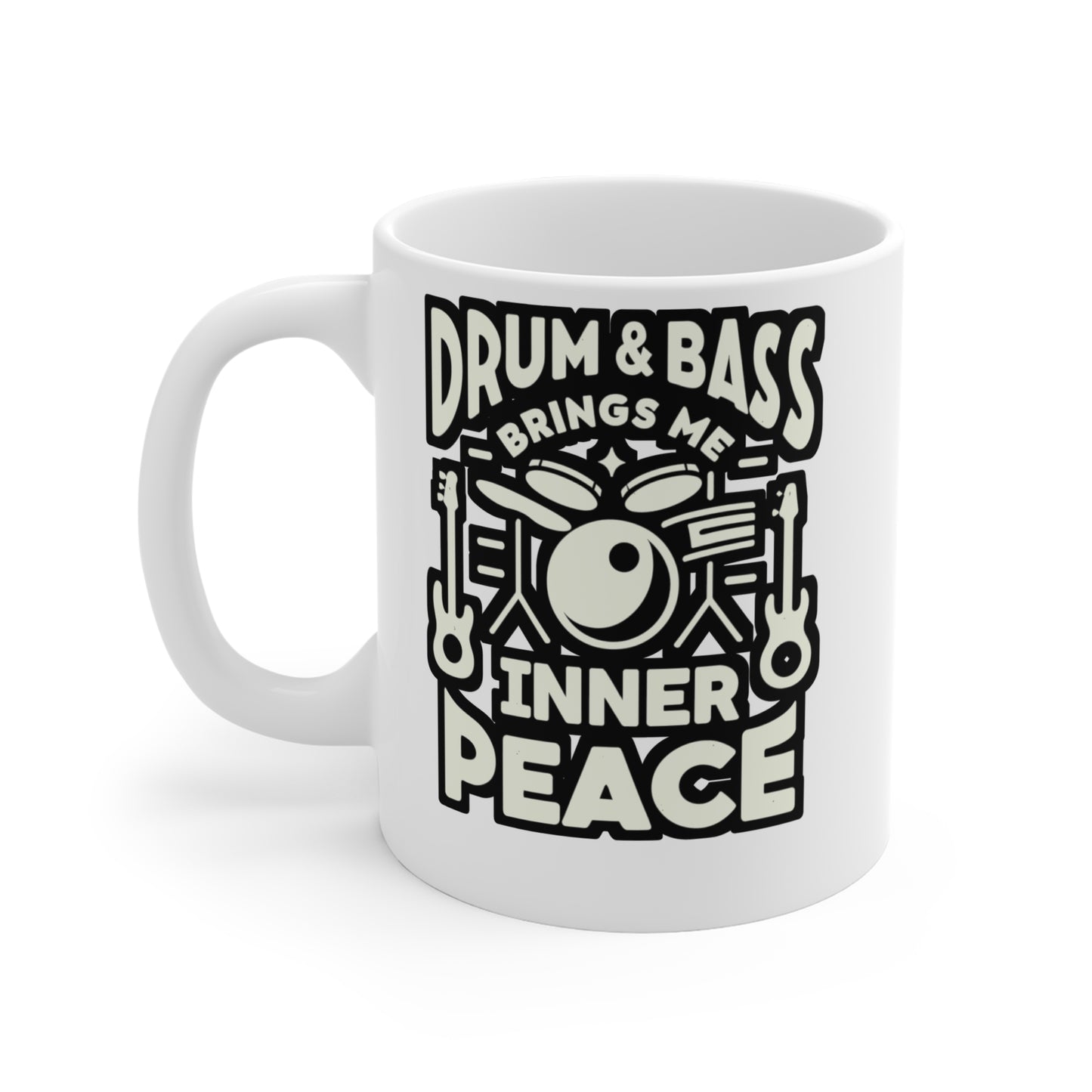 Drum and Bass Brings Me Inner Peace - Audio-engineer Mug for Coffee 11oz. Audio-engineer Cup, White ceramic, Monitor Mug - Audio-engineer Gift