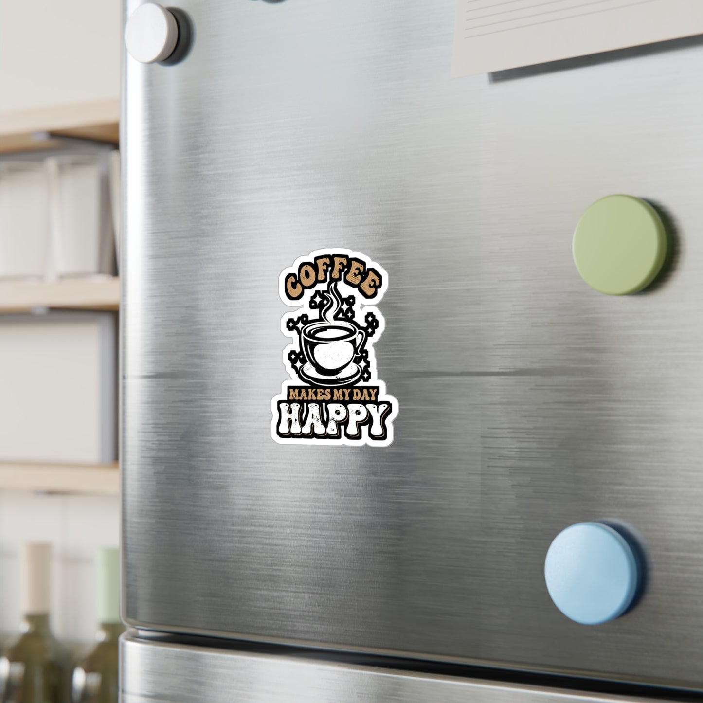 Coffee makes my day happy - Coffee Sticker for Laptop Sticker. Water Bottle Sticker, Vinyl Cappuccino Decal - Coffee Gift