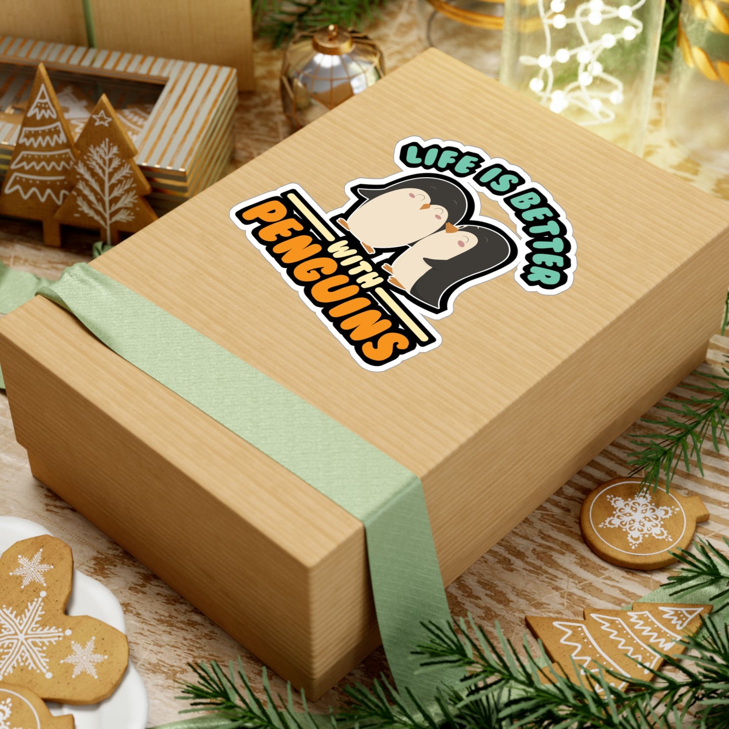 Life Is Better With Penguins - Penguin Sticker for Laptop Sticker. Water Bottle Sticker, Vinyl Small Decal - Penguin Gift